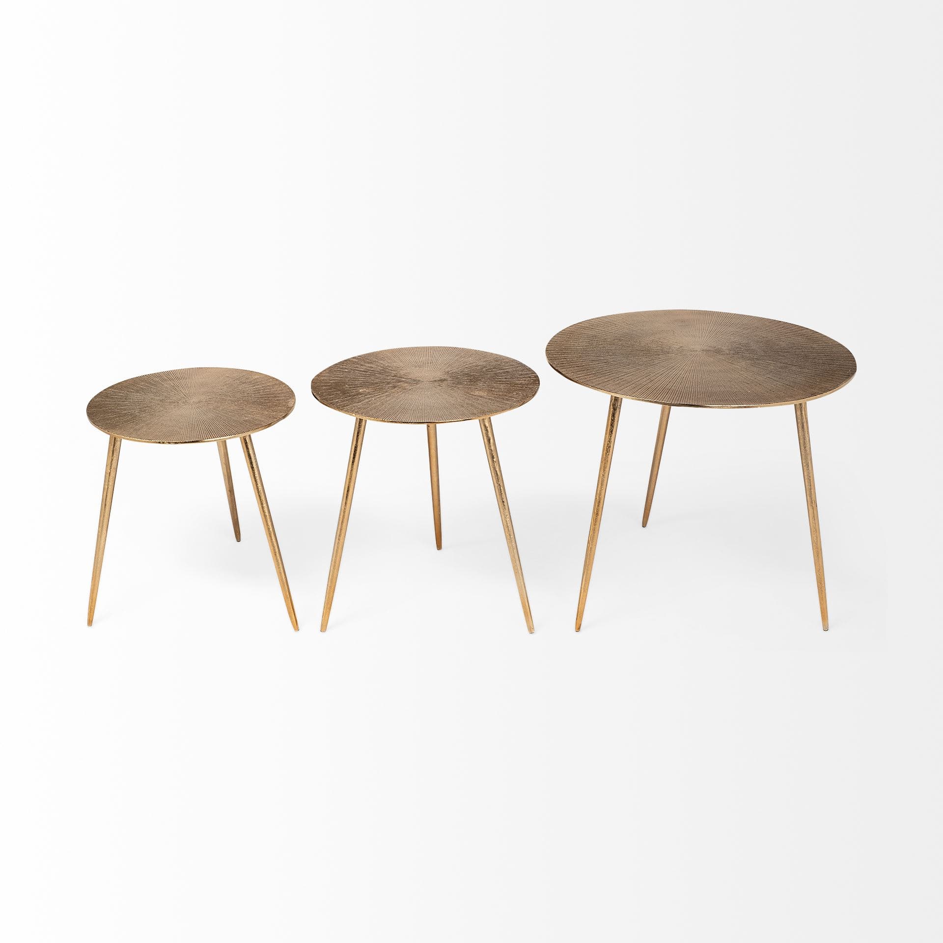 Reva I (Large) 24L x 24W Gold Round Top Cast Aluminum Accent Table — product photograph