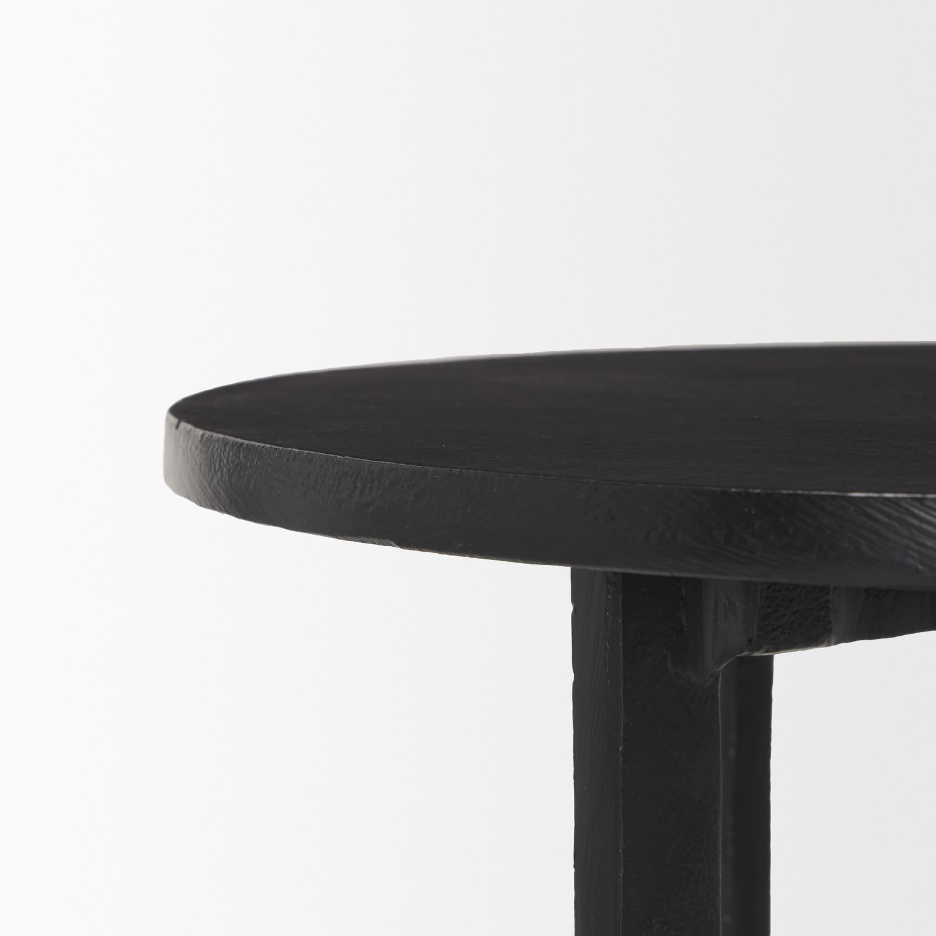 Sobi Textured Matte Black Round Metal Accent Table — product photograph