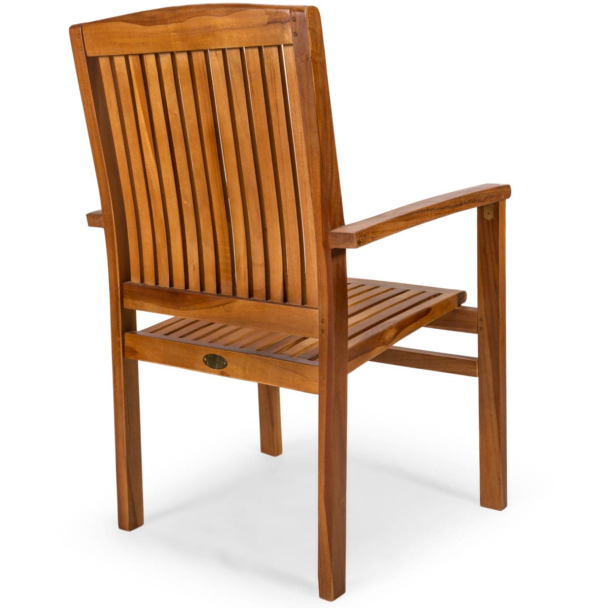 5-Piece Teak Butterfly Extension Table Stacking Chair Set with Blue Cushions TD72-24-B — product photograph