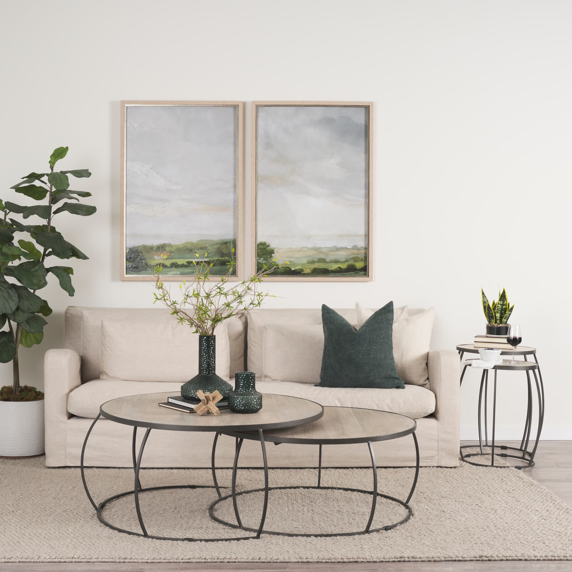 Jack 22x22 Green Linen Square Decorative Pillow Cover w/Down Filler — product photograph