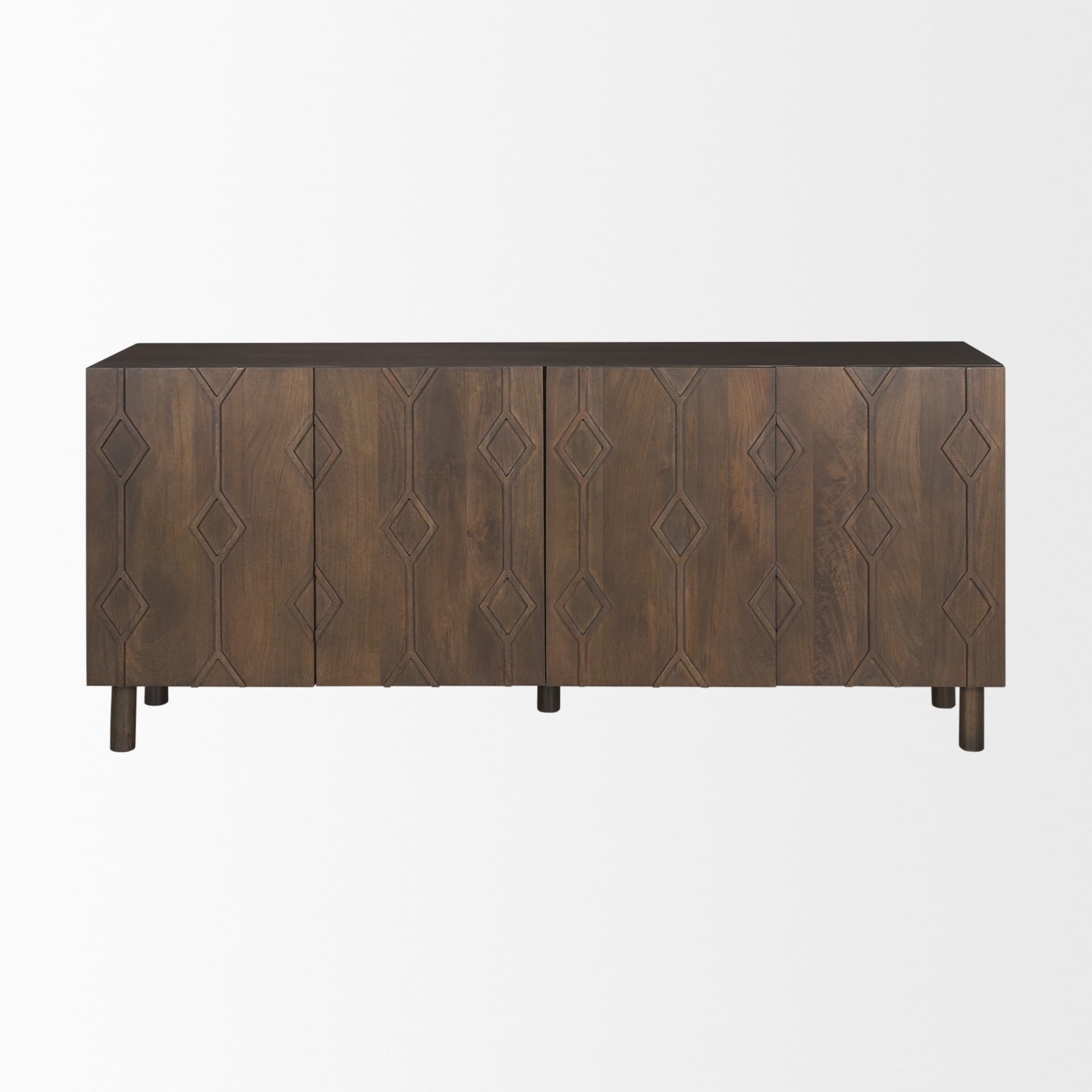 Heera Dark Brown Diamond Motif w/ Shelf Sideboard — product photograph
