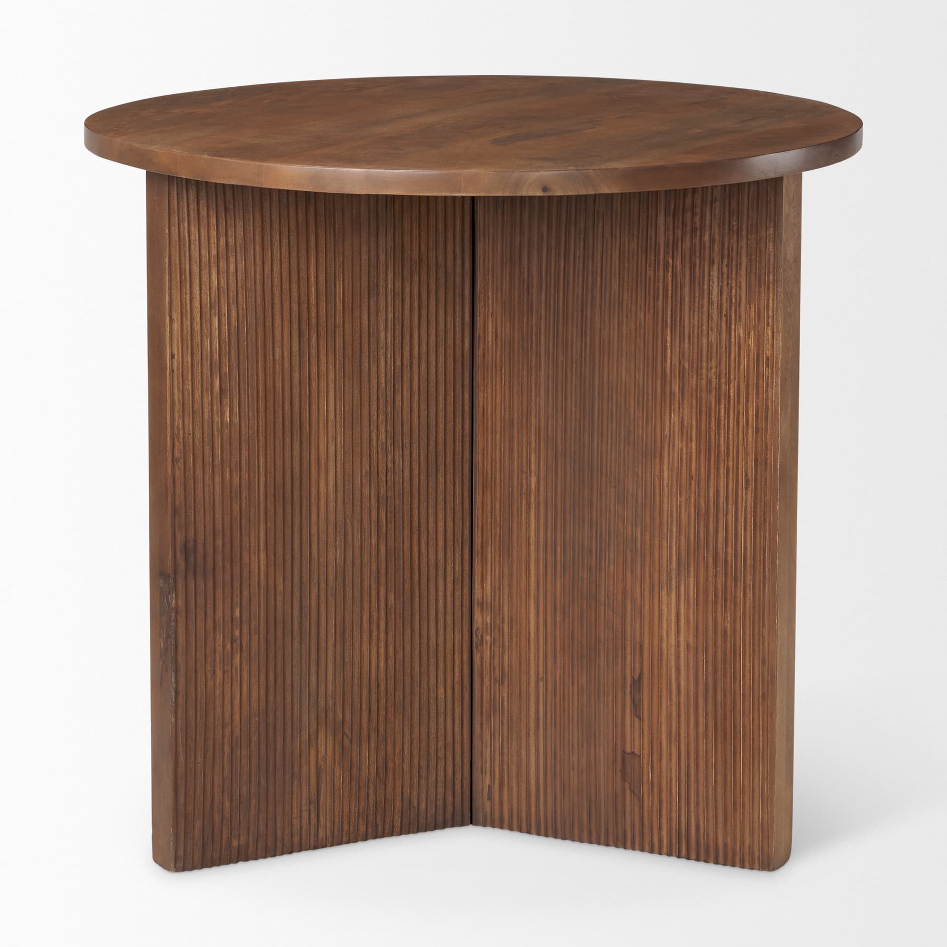 Enzo 32" Round Tabletop w/ Fluted Wood Base Foyer Accent Table — product photograph