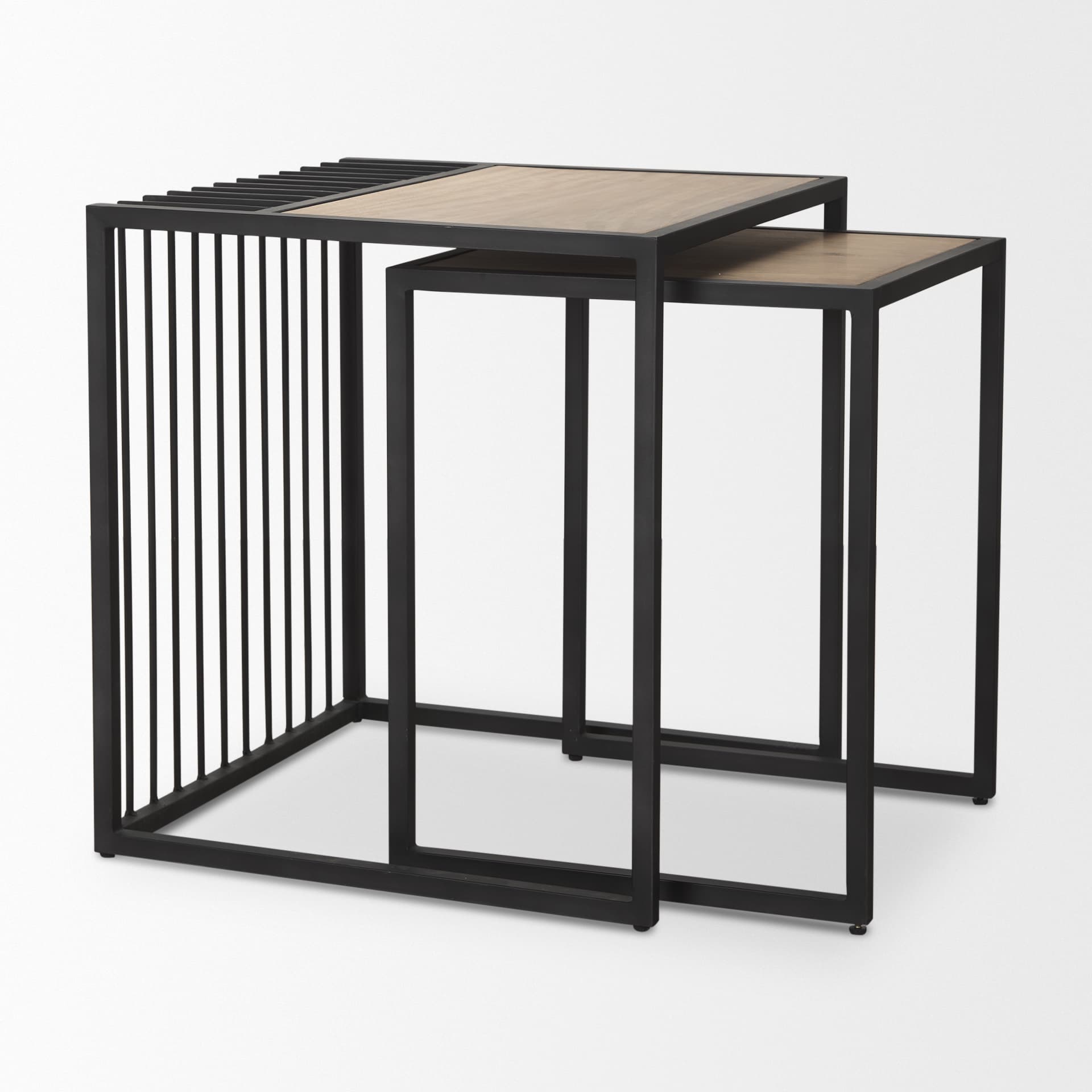 Miles Black Metal w/ Light Wood Nesting End/Side Table — product photograph