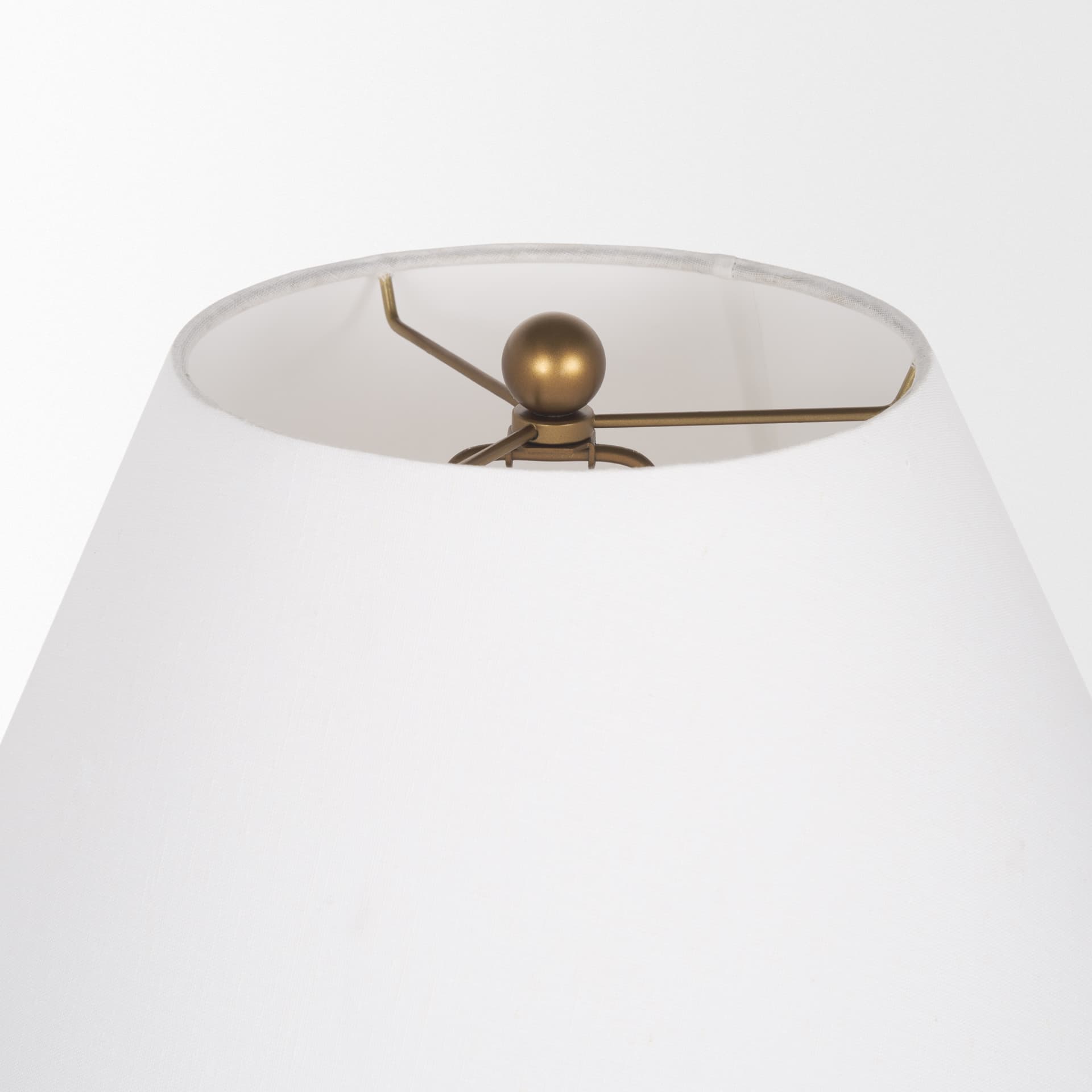 Sadiyah Antiqued Gold Brushed Metal w/ Cream Shade Table Lamp — product photograph