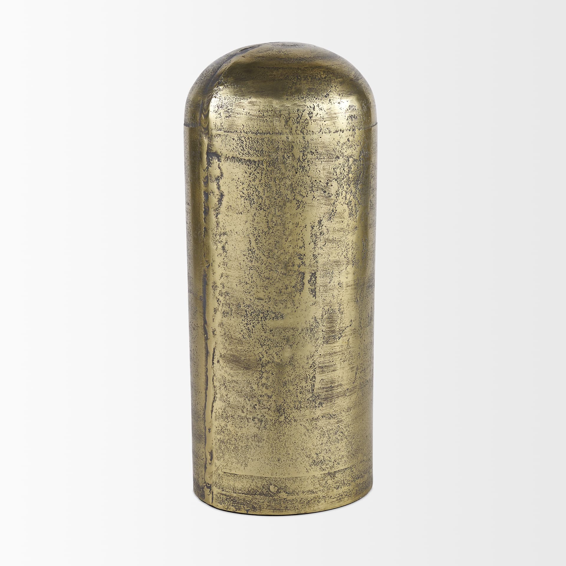 Quonset Extra Tall Brass Finished Aluminum Metal Pillar Object — product photograph