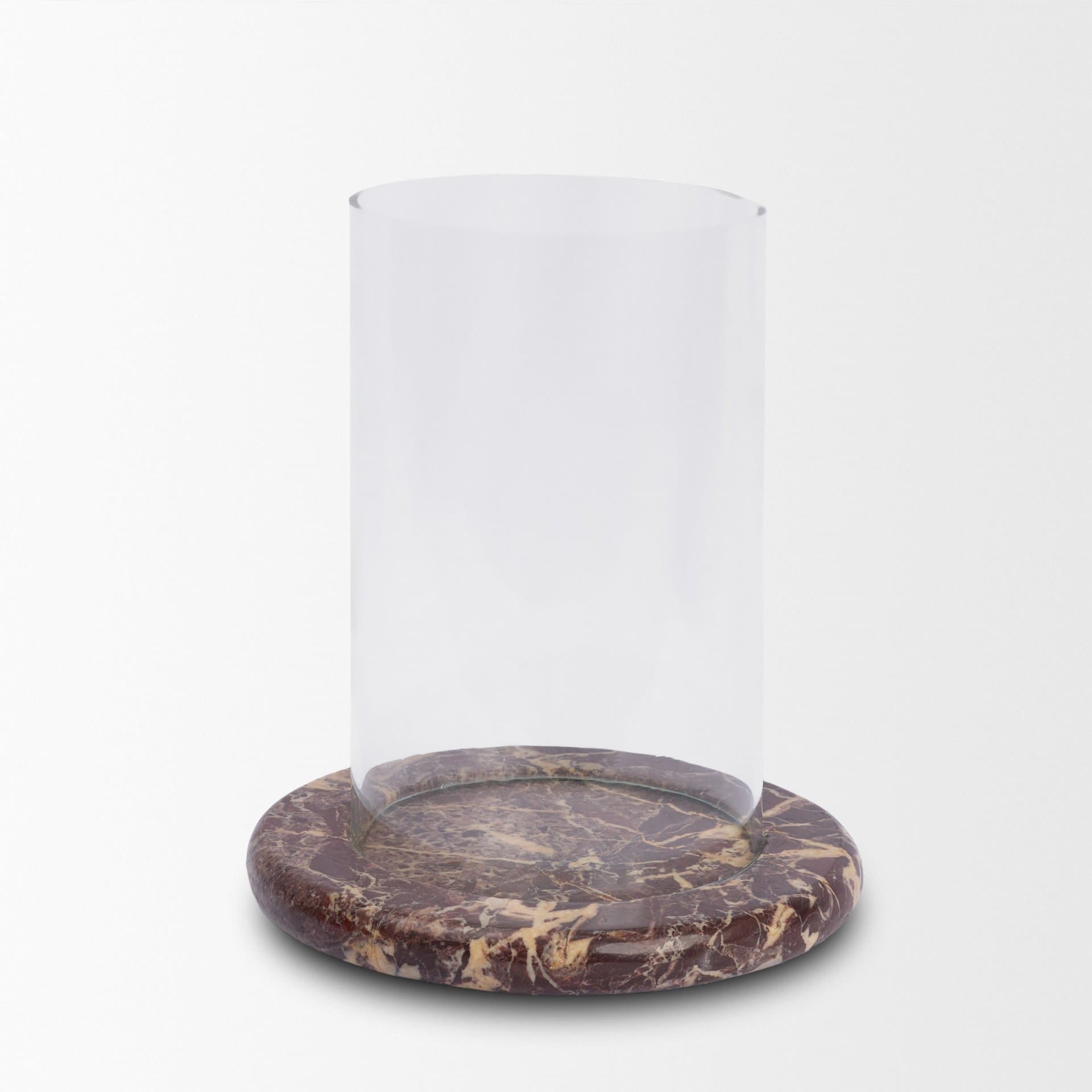 Bordo Red Marble w/ Glass Hurricane Candle Holder — product photograph