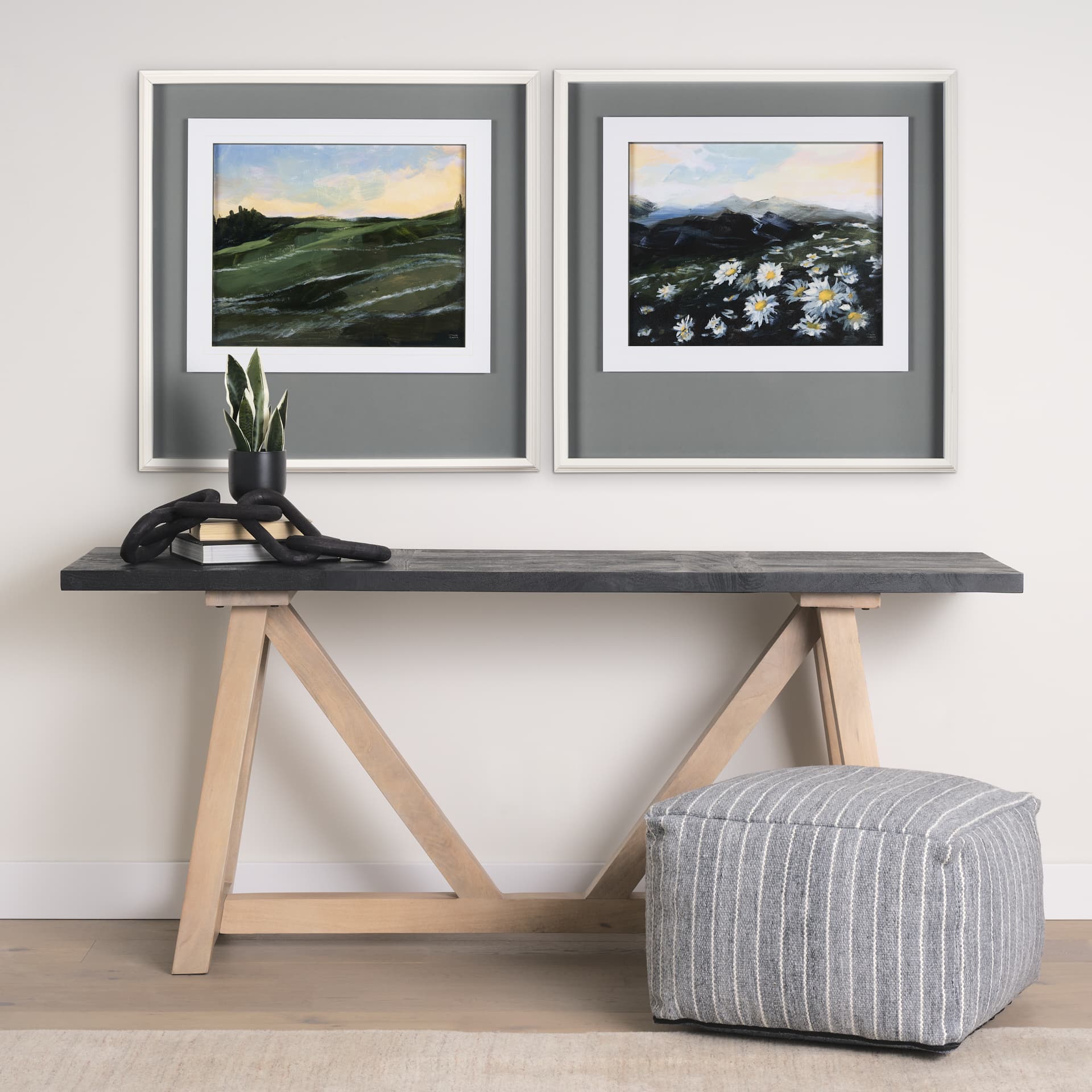 Sunrise Valley I by Mercana Studio a Hand Embellished Textured Framed Art Print Matted under Glass — in a styled room