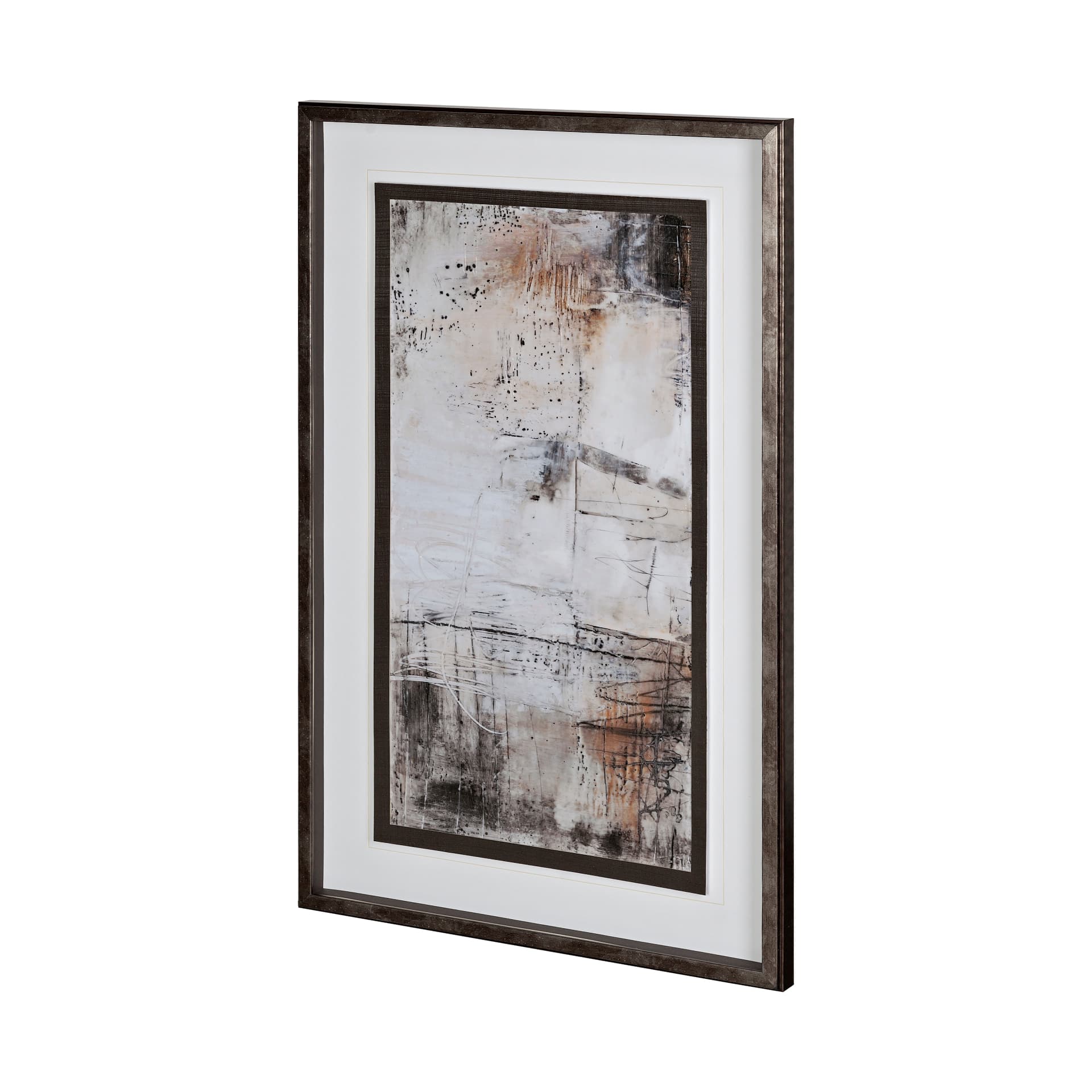 Blk Wht Bronze I by Jennifer Goldberger Hand Embellished Textured Framed Art Print Matted under Glas — product photograph