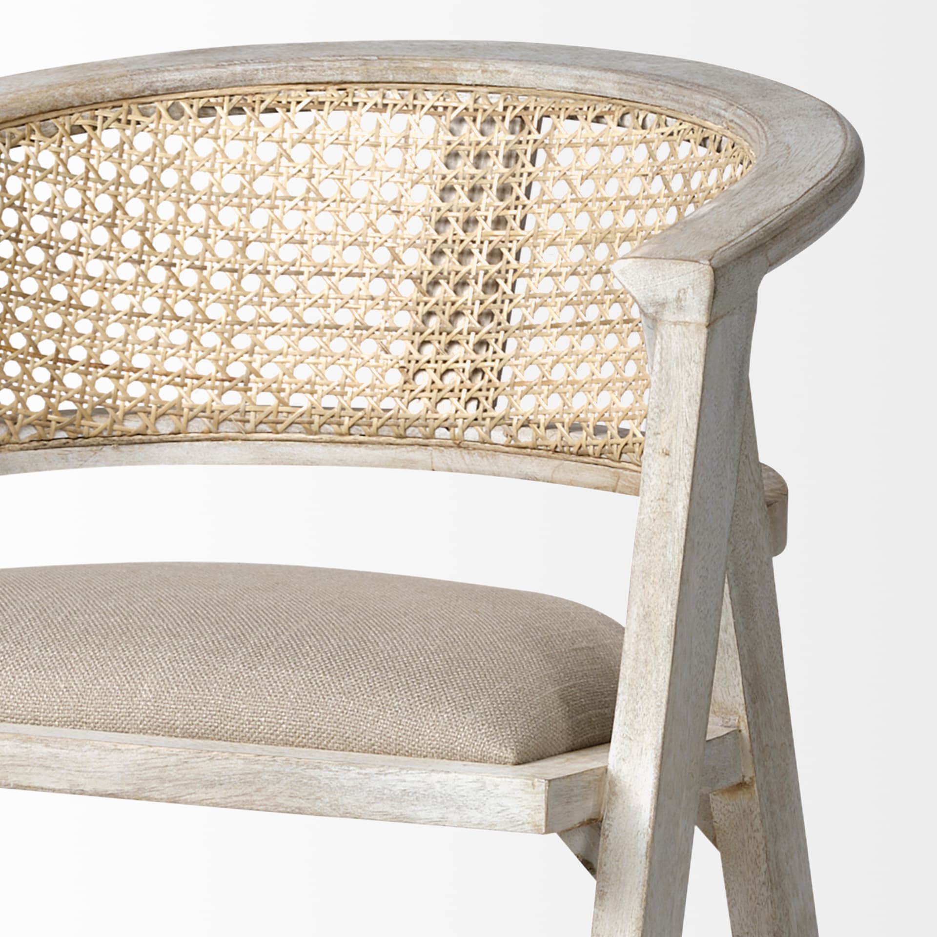 Tabitha Low Back 30.75in Seat Bar Stool | Beige Fabric w/ Blonde Wood — product photograph