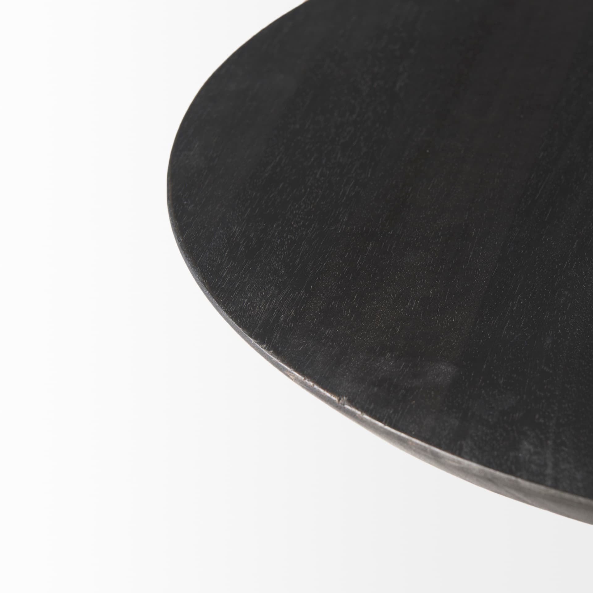 Maxwell 20" Round Dark Brown Wood w/ Black Metal Pedestal Side Table — product photograph