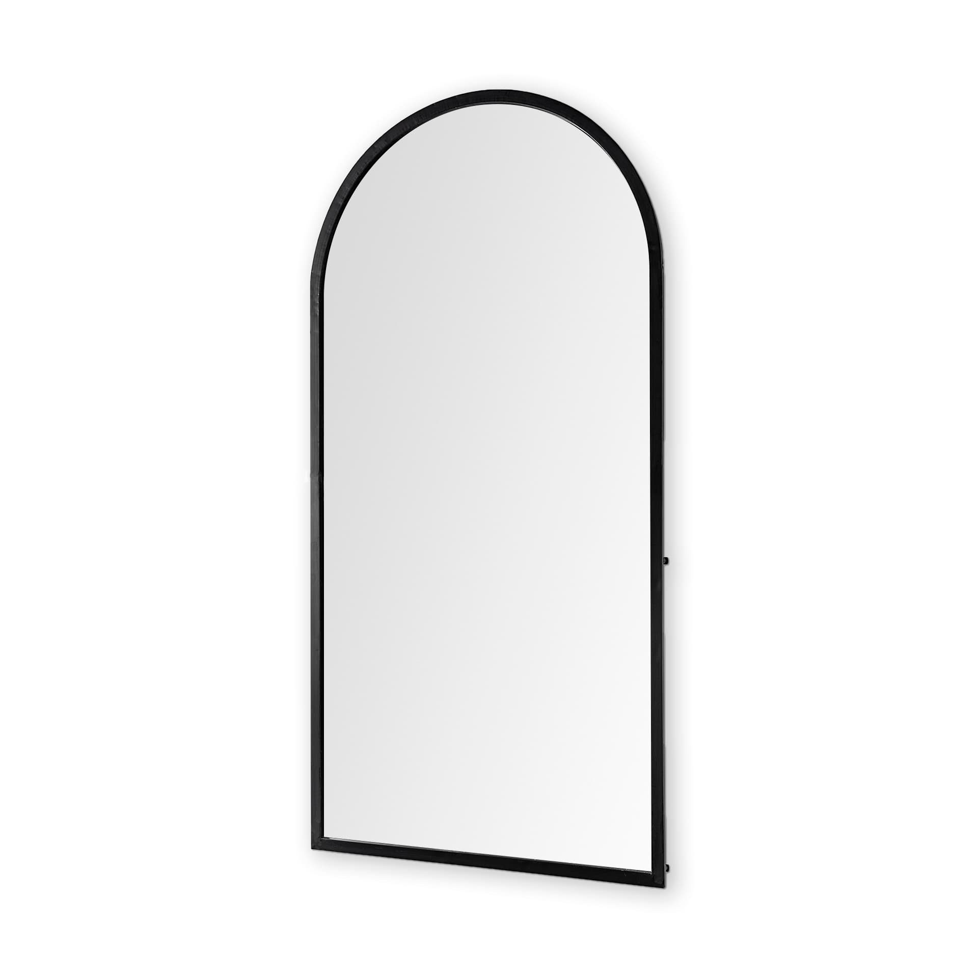 Giovanna 23.6L x 1.2W x 48.8H Black Metal Frame Rounded Arch Vanity Mirror — product photograph