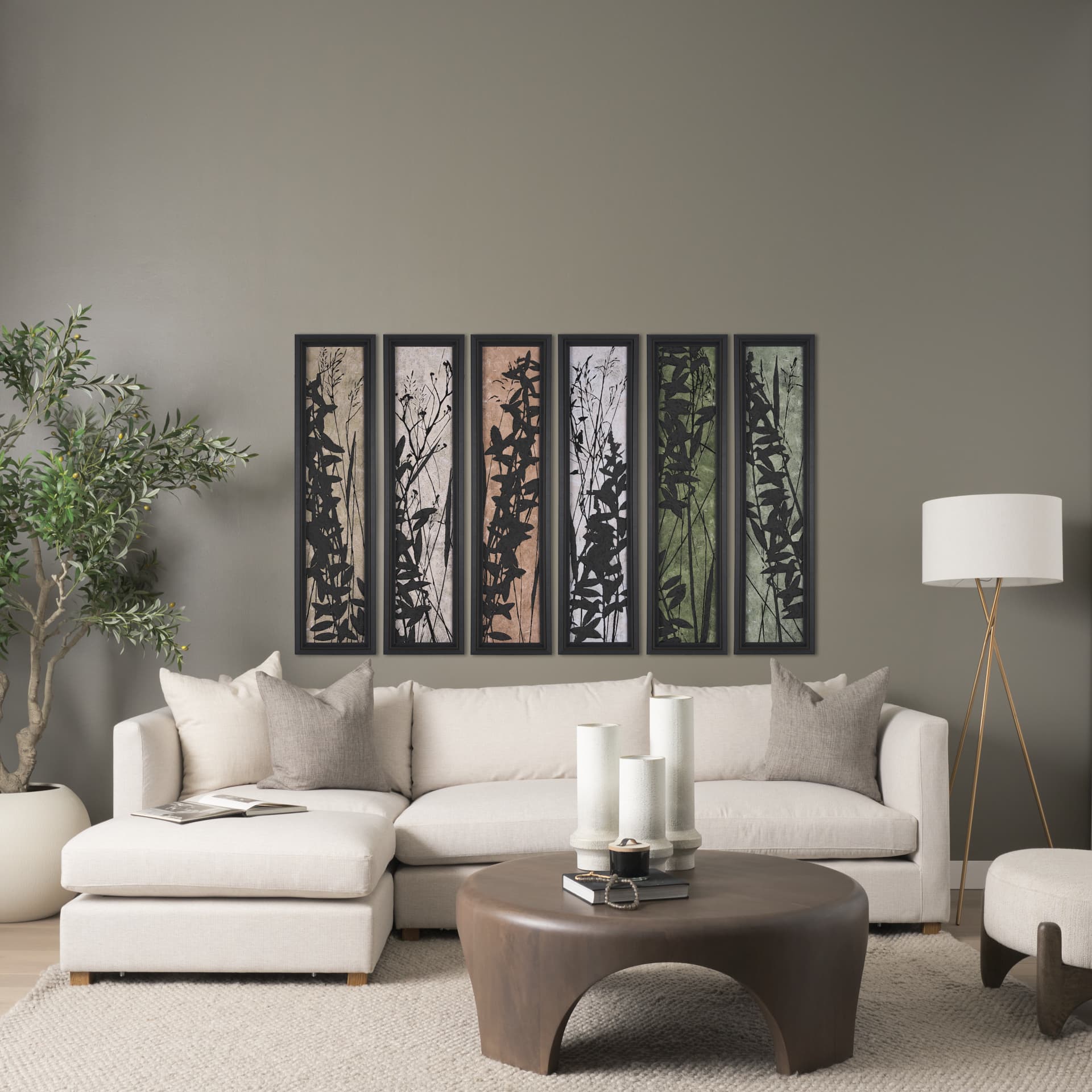 Etched Silouette III by Mercana Studio a Hand Embellished Textured Framed Art Print — in a styled room