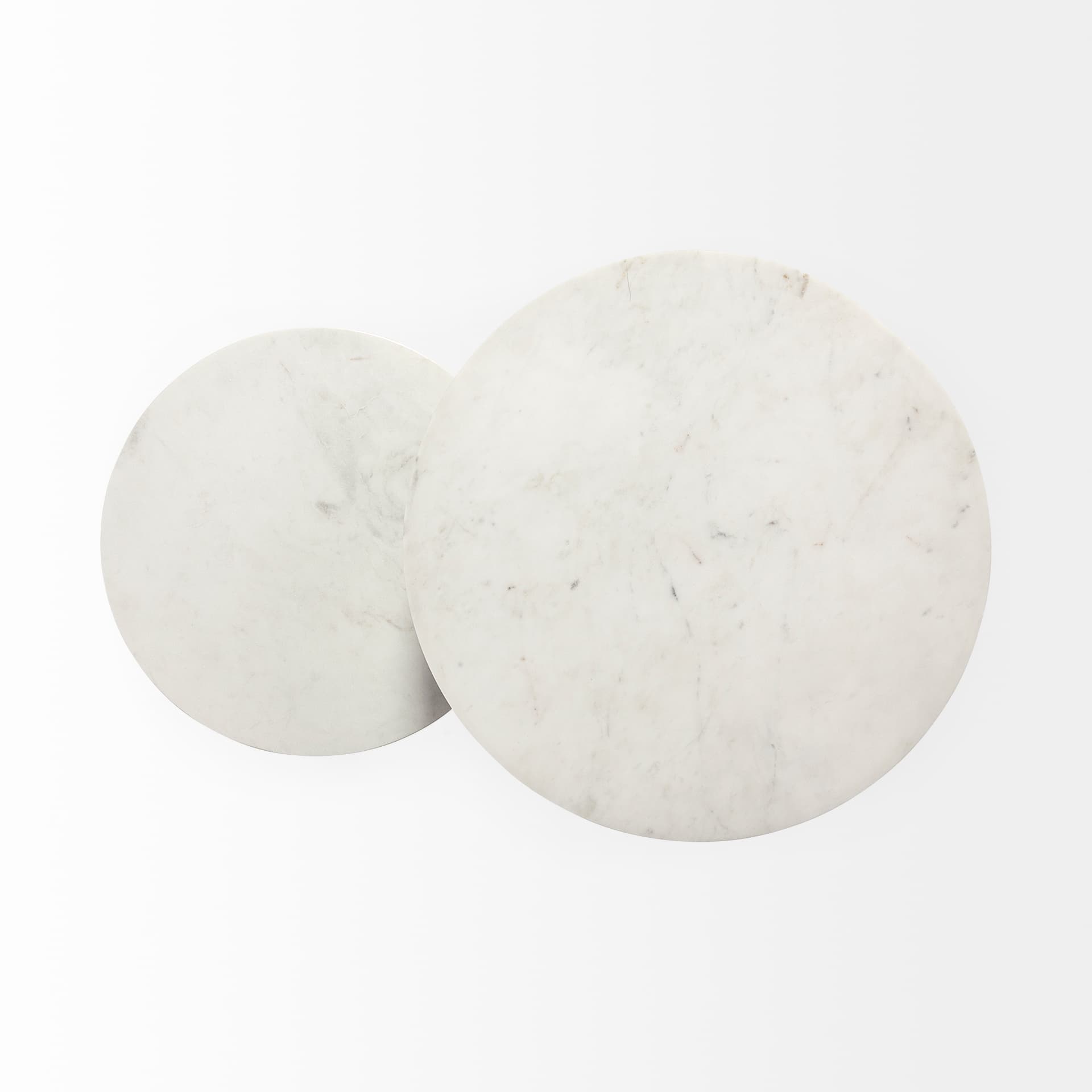 Bombola I (Small) 15L x 15W White Round Marble Top W/Black Metal Frame Accent Table — product photograph