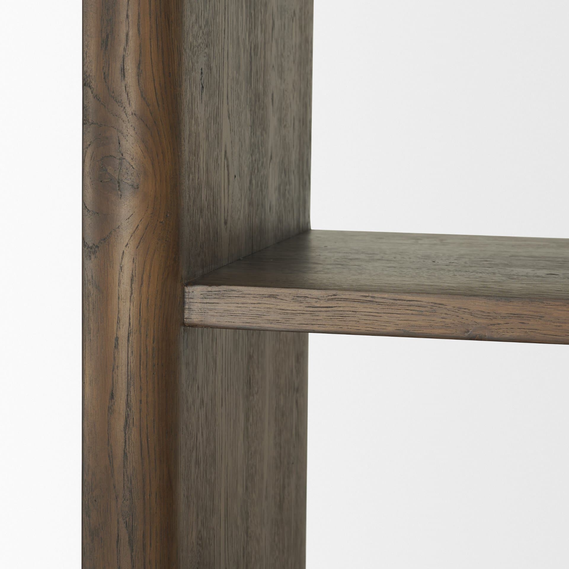 Belford 2-Door Open Dark Brown Oak Wood Shelving Unit — product photograph
