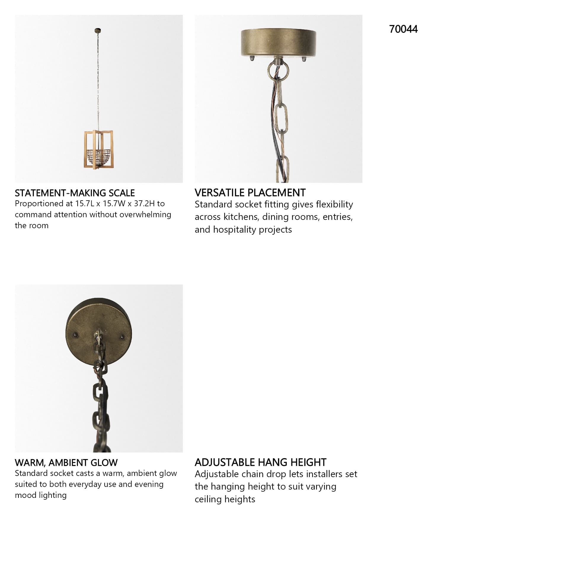 Kiley Warm Wood Basket Lantern Pendant Light — in a styled room