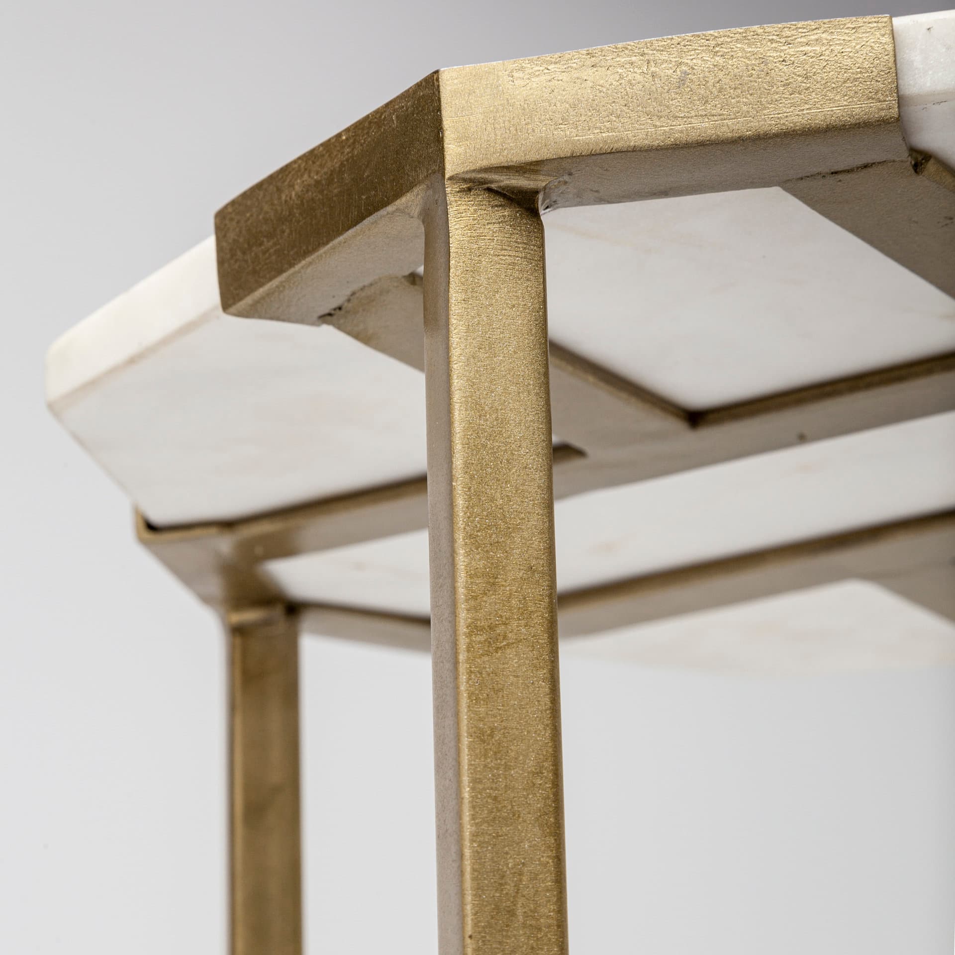 Vincent 33" Octagonal White Marble Tabletop w/ Gold Metal Base Coffee Table — product photograph