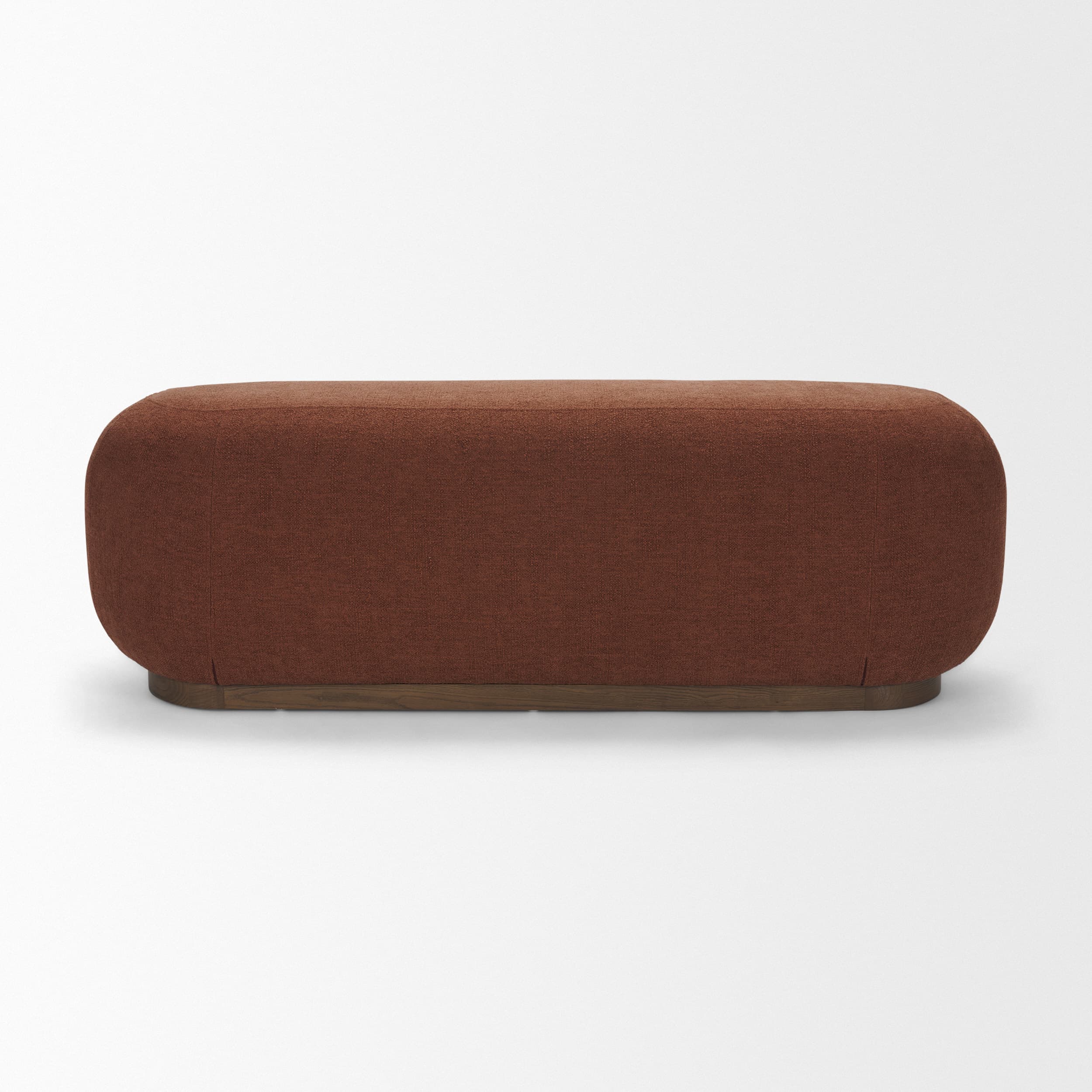 Siren Burgundy Fabric w/ Brown Ash Wood Oblong Bench — product photograph