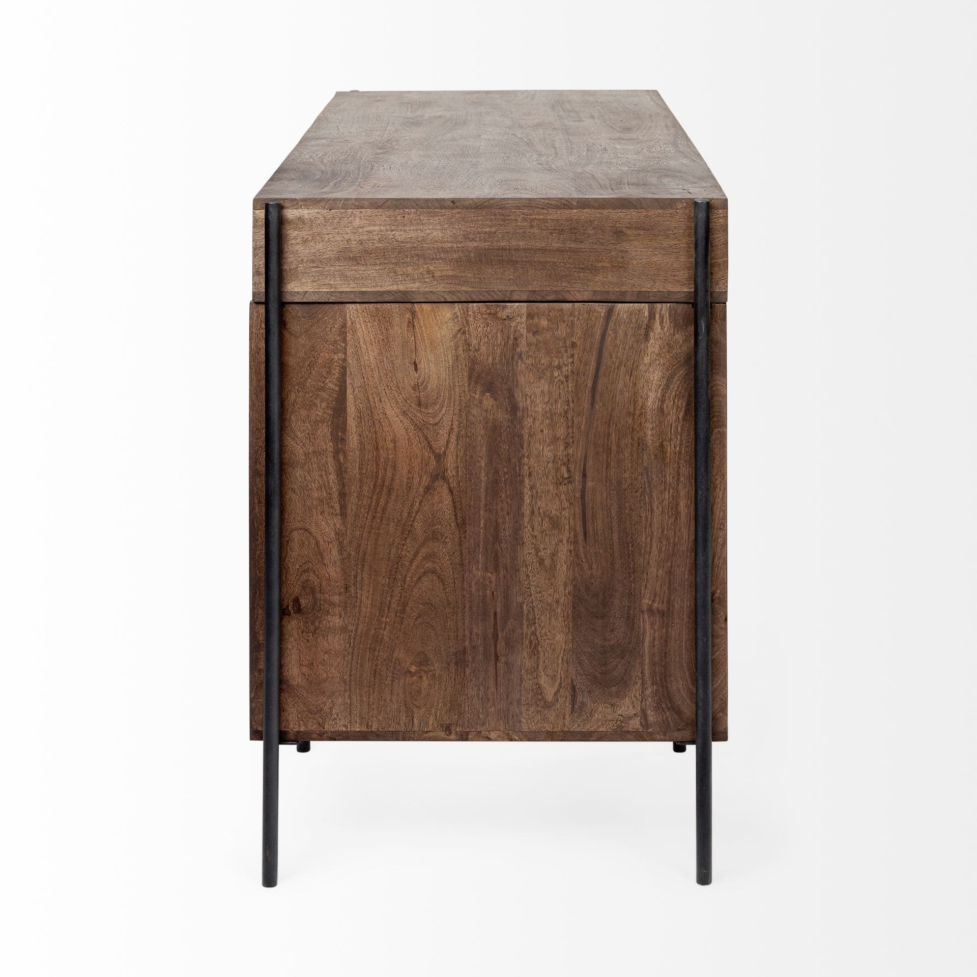 Glenn VII 56L x 22W Dark Brown Wood w/ Black Iron Frame, 3 Drawer Office Desk — product photograph