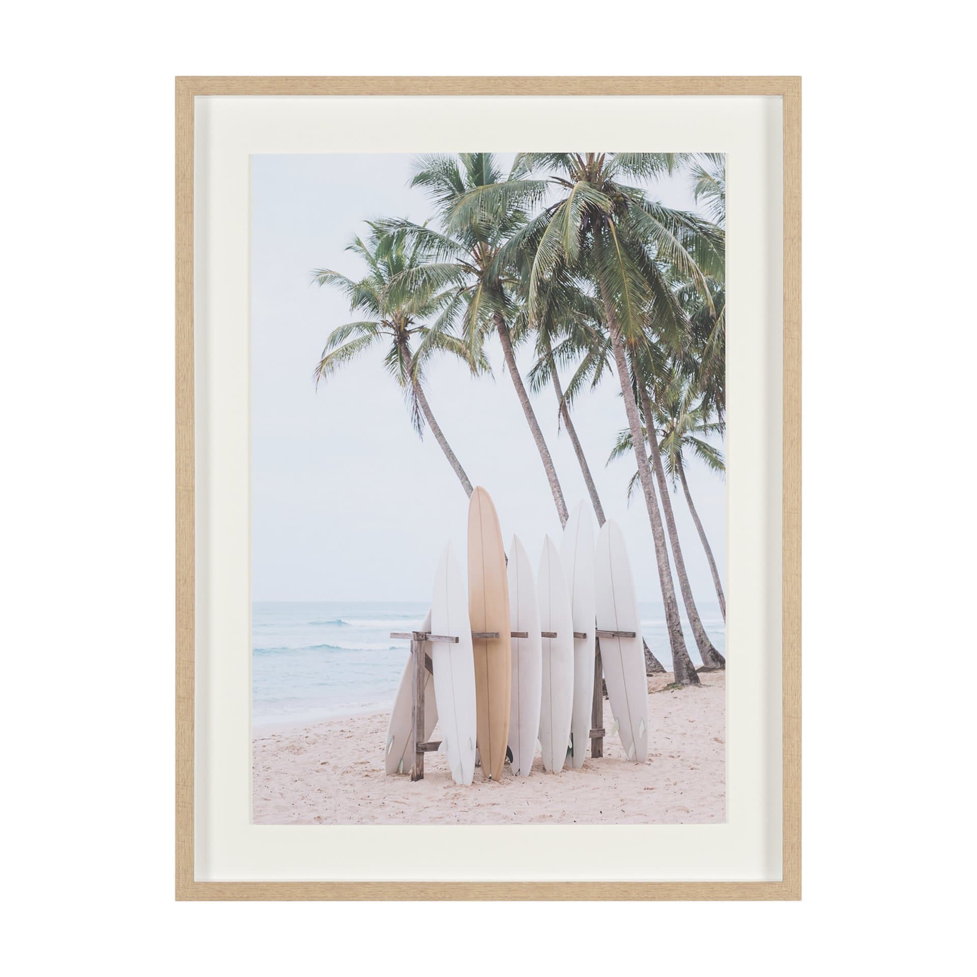 Tropical Surfboards On Beach by Andreas Magnusso Framed Photo Print Matted under Glass — product photograph