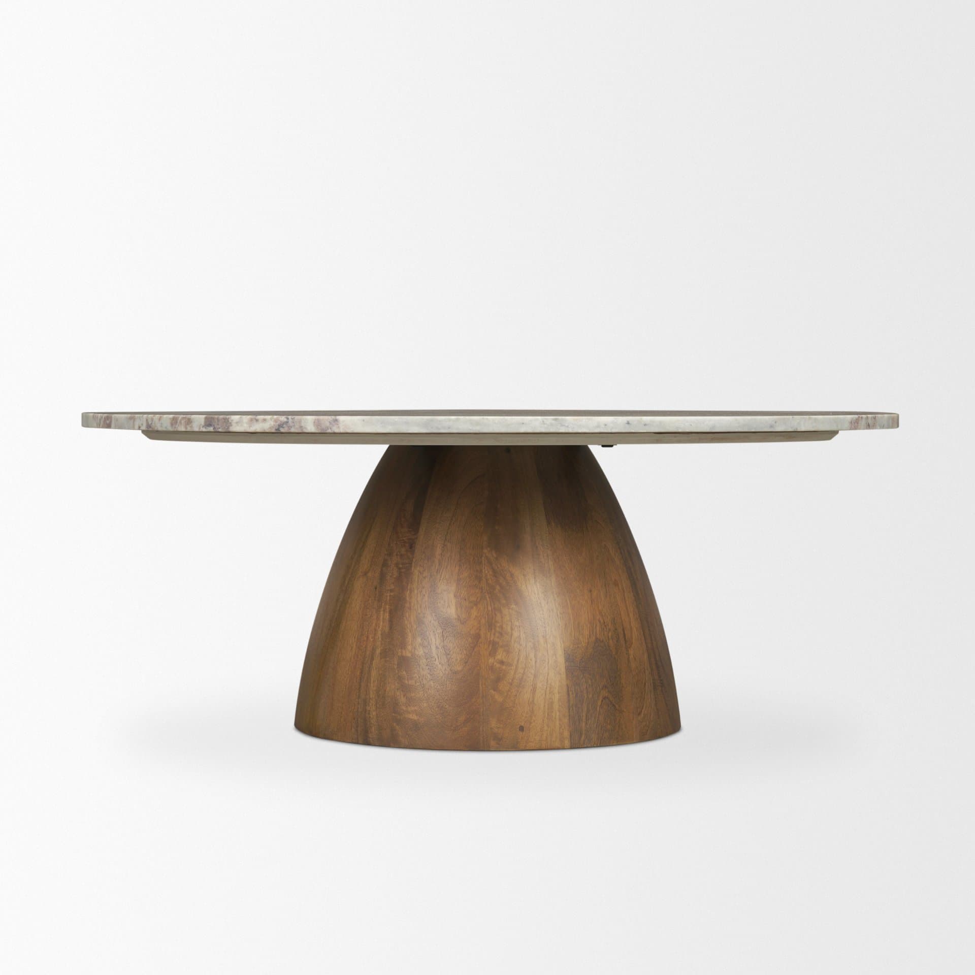 Allyson Round Brown Pedestal w/Savar Pink Marble Top Coffee Table — product photograph