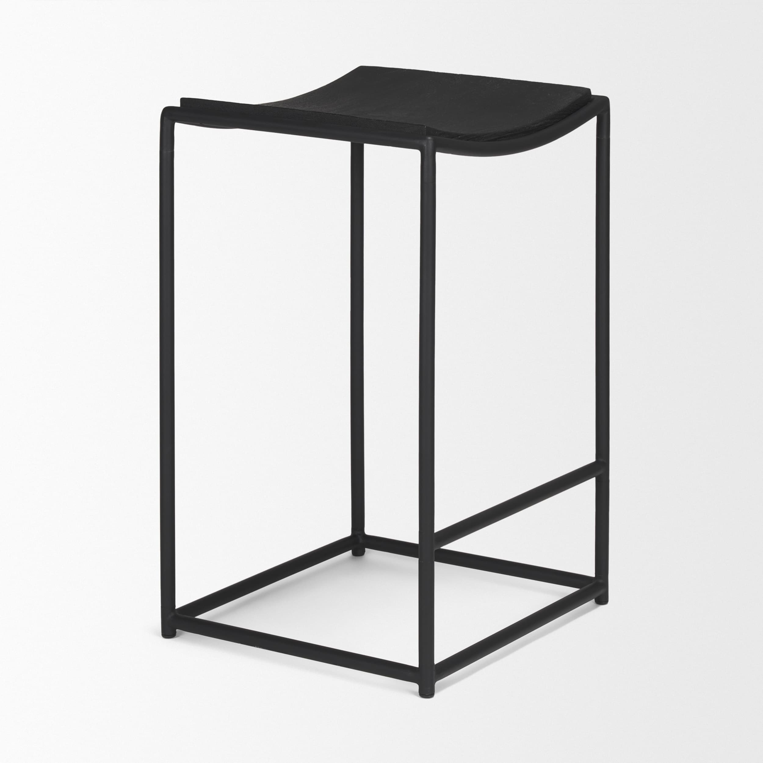 Taniel Backless 26in Seat Counter Stool | Black Wood w/ Black Metal — product photograph