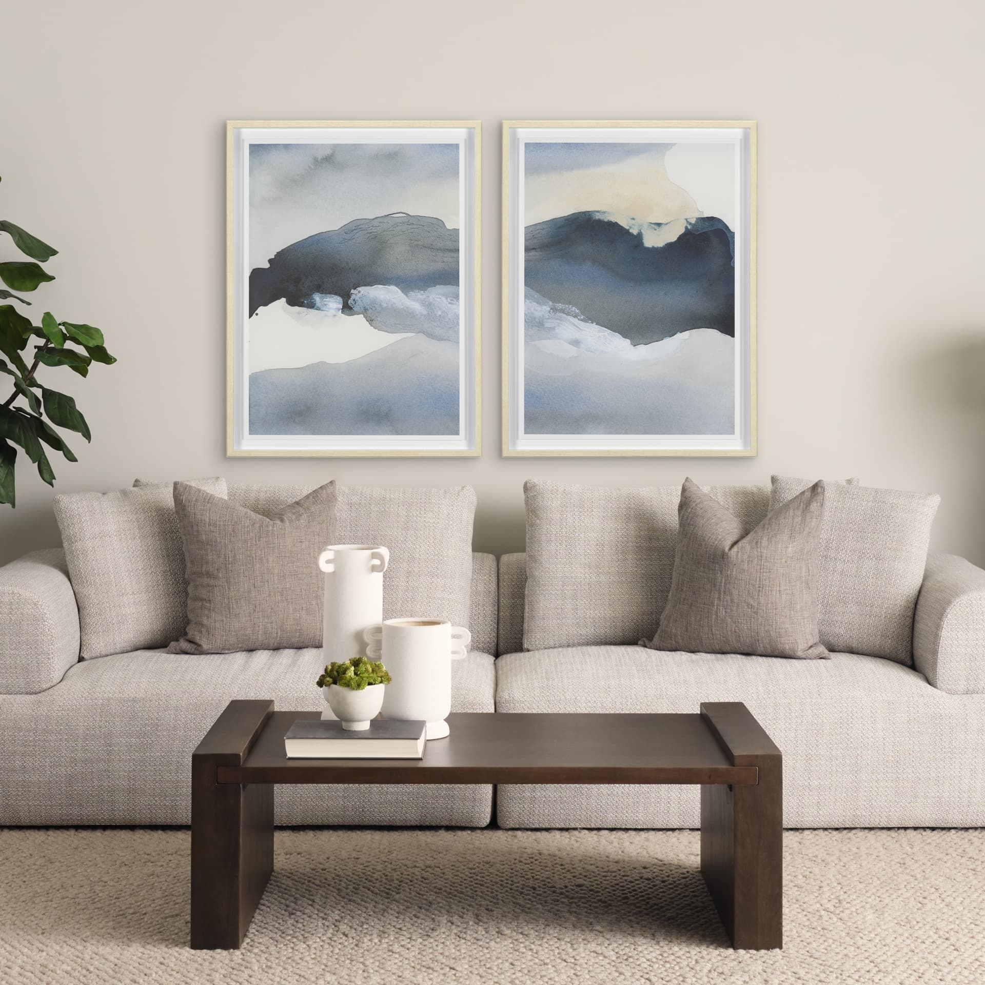 Broken Silence II Abstract by Mercana Studio a Hand Embellished Framed Print under Glass — in a styled room