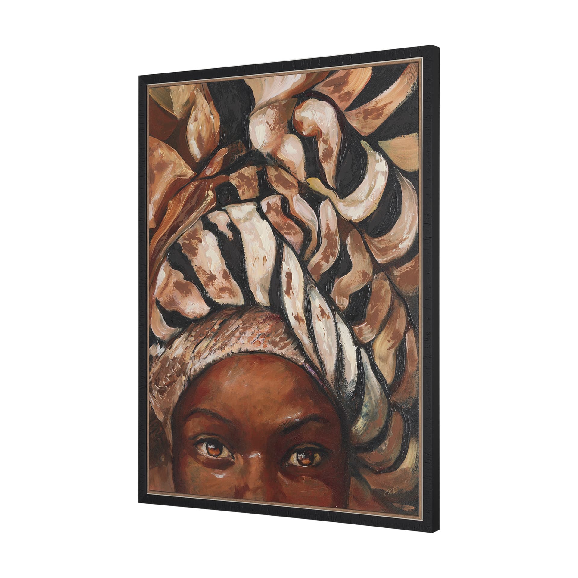 Mud Cloth Head Scarf I by Mercana Studio a Hand Embellished Textured Framed Canvas — product photograph