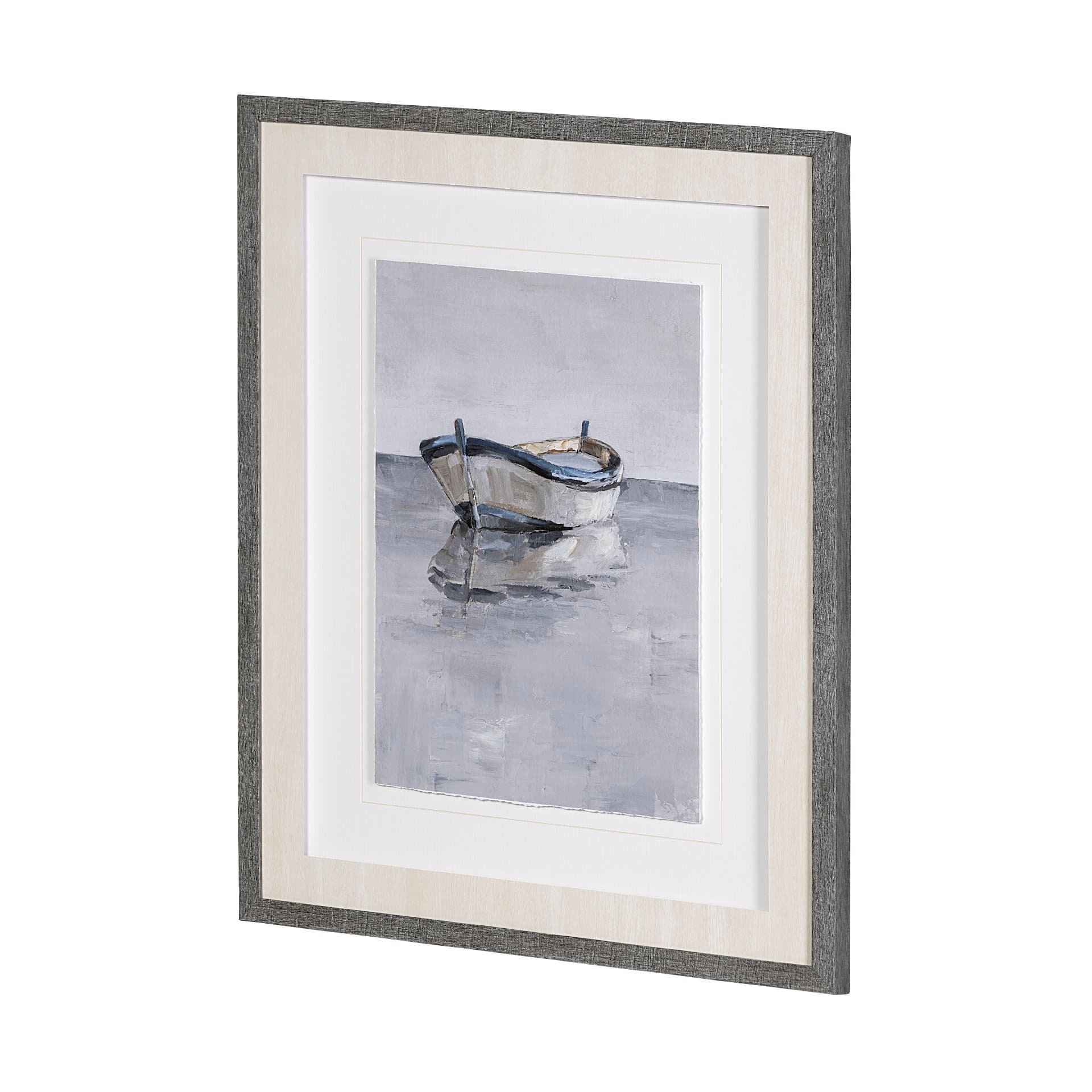 Boat on the Horizon II by Ethan Harper Hand Embellished Textured Framed Art Print Matted under Glass — product photograph