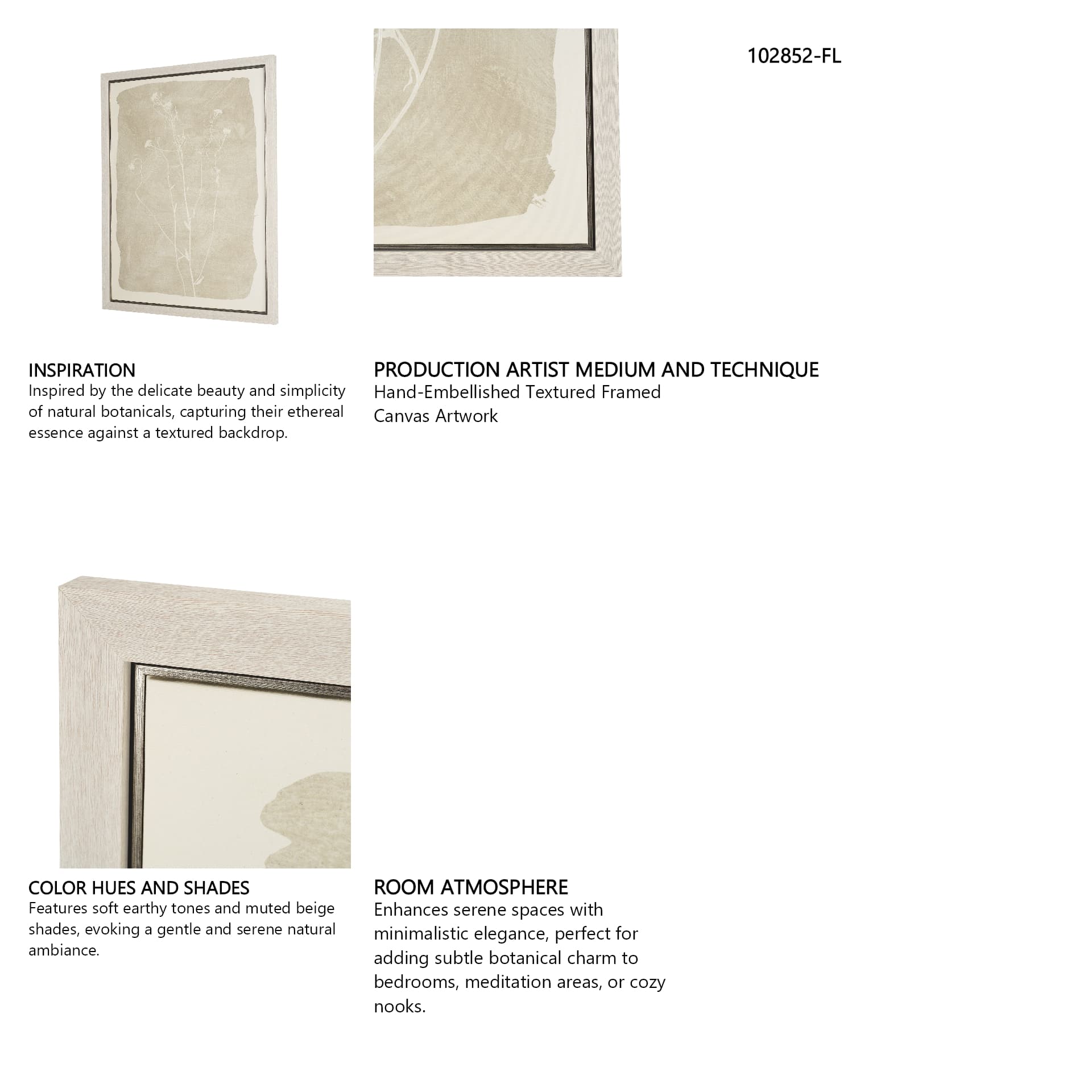 Field Study II: Bloom by Mercana Studio Hand-Embellished Textured Framed Canvas Artwork — in a styled room