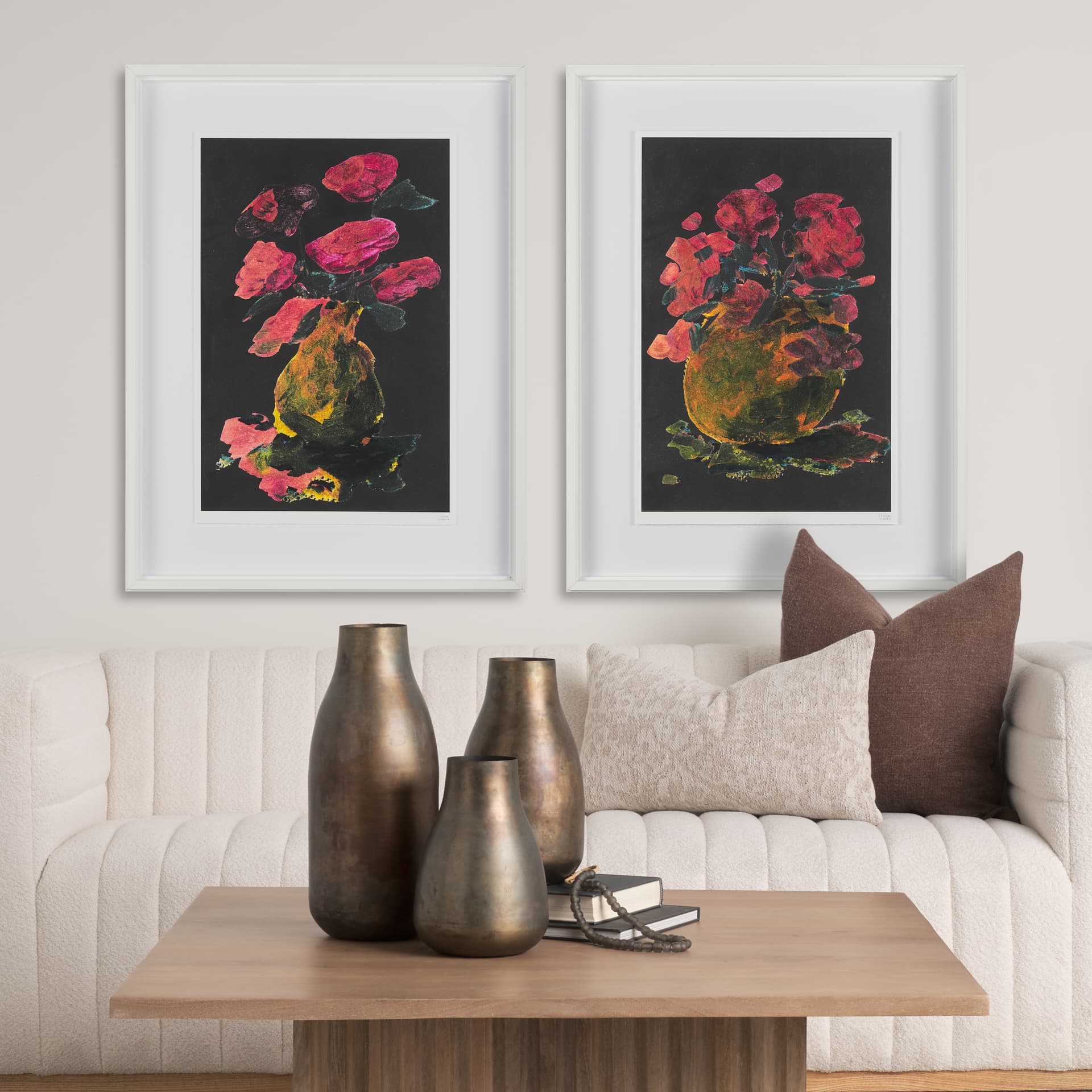 Midnight Flower I by Mercana Studio a Framed Art Print Matted under Glass — in a styled room