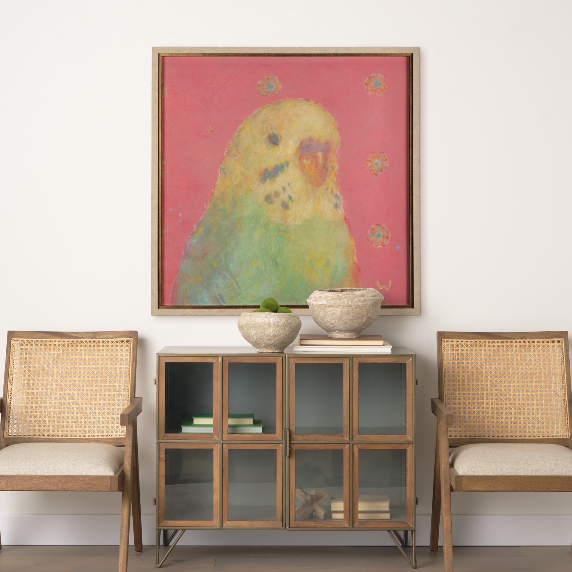 Pop Birds - Sore by Mercana Studio a Hand Embellished Textured Framed Art Print Matted under Glass — product photograph