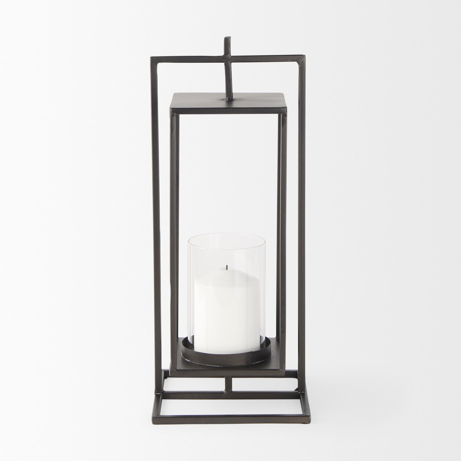 Albus II Small Black Metal Rectangular Table Candle Holder — product photograph