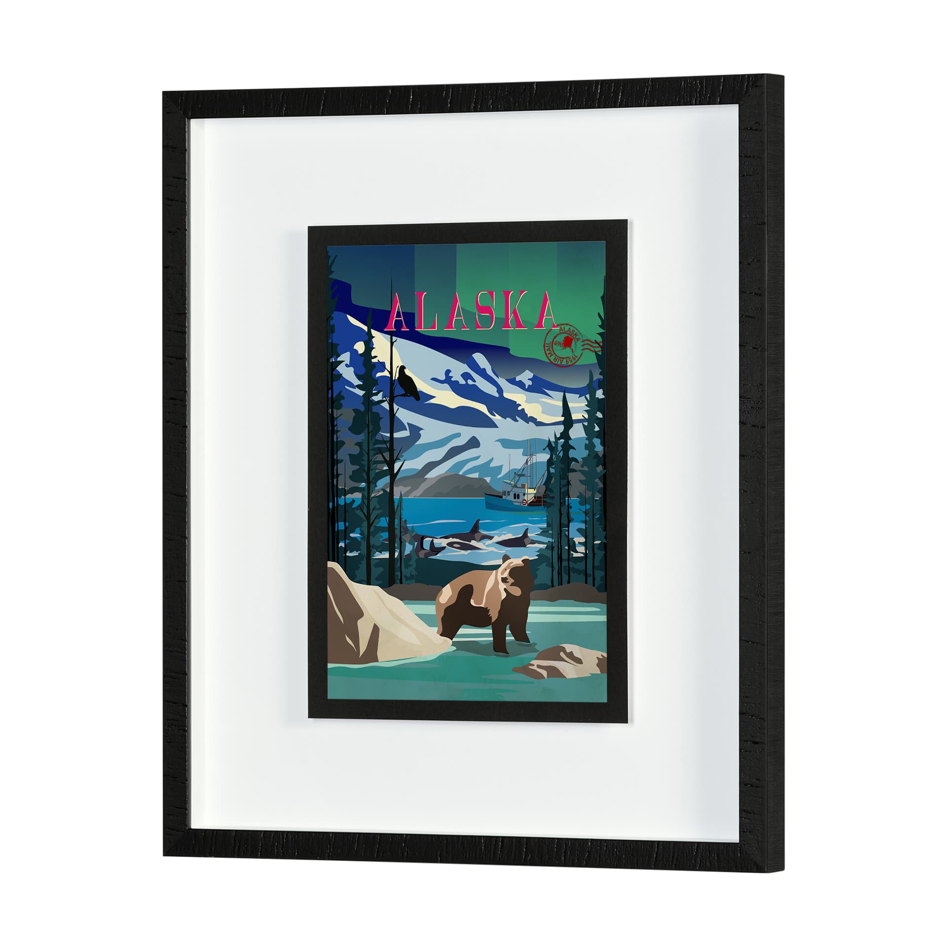Alaska Go USA (M) by Mercana Studio a Framed Art Print Matted under Glass — product photograph