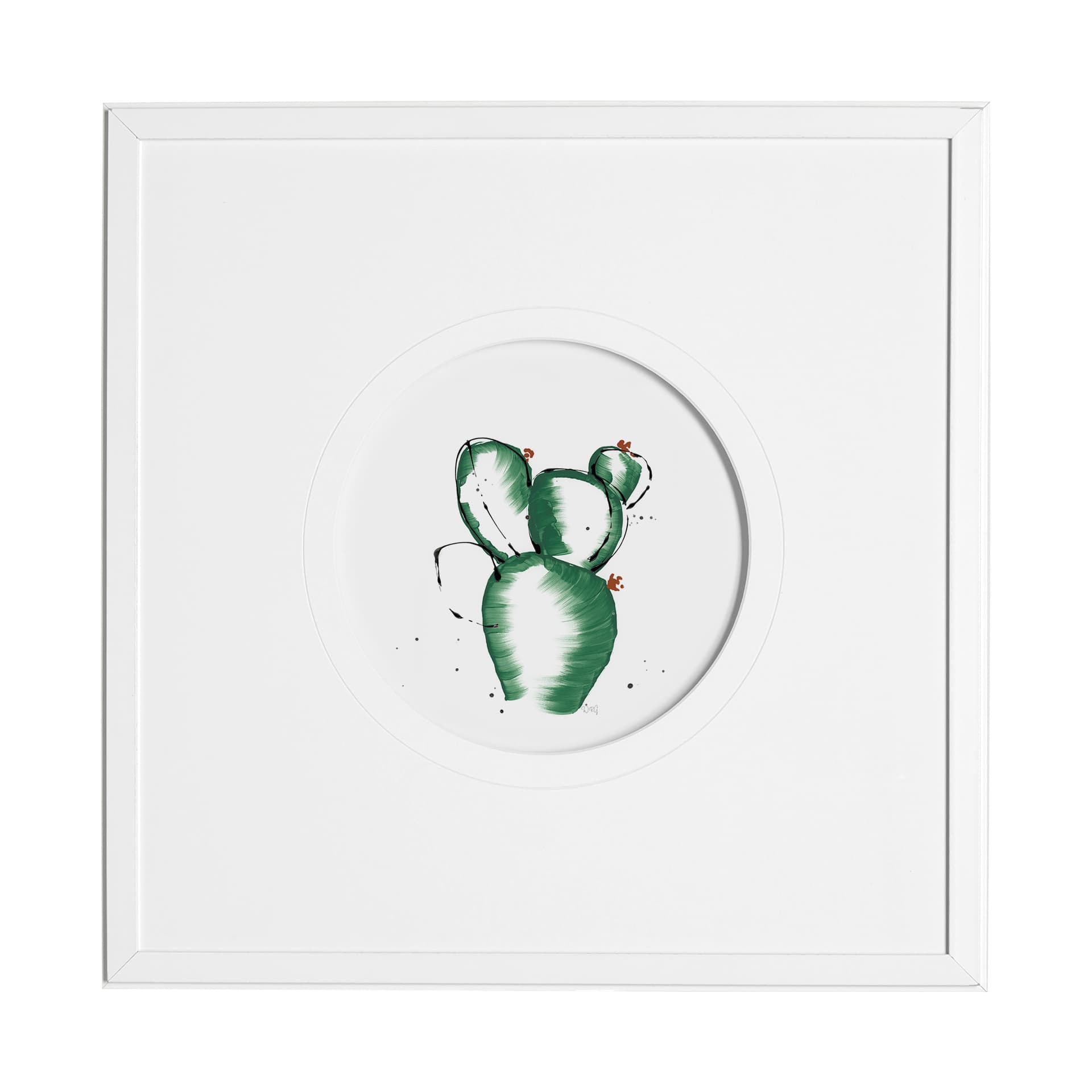 Cactus II by Mercana Studio a Hand Embellished Textured Framed Art Print Matted under Glass — product photograph