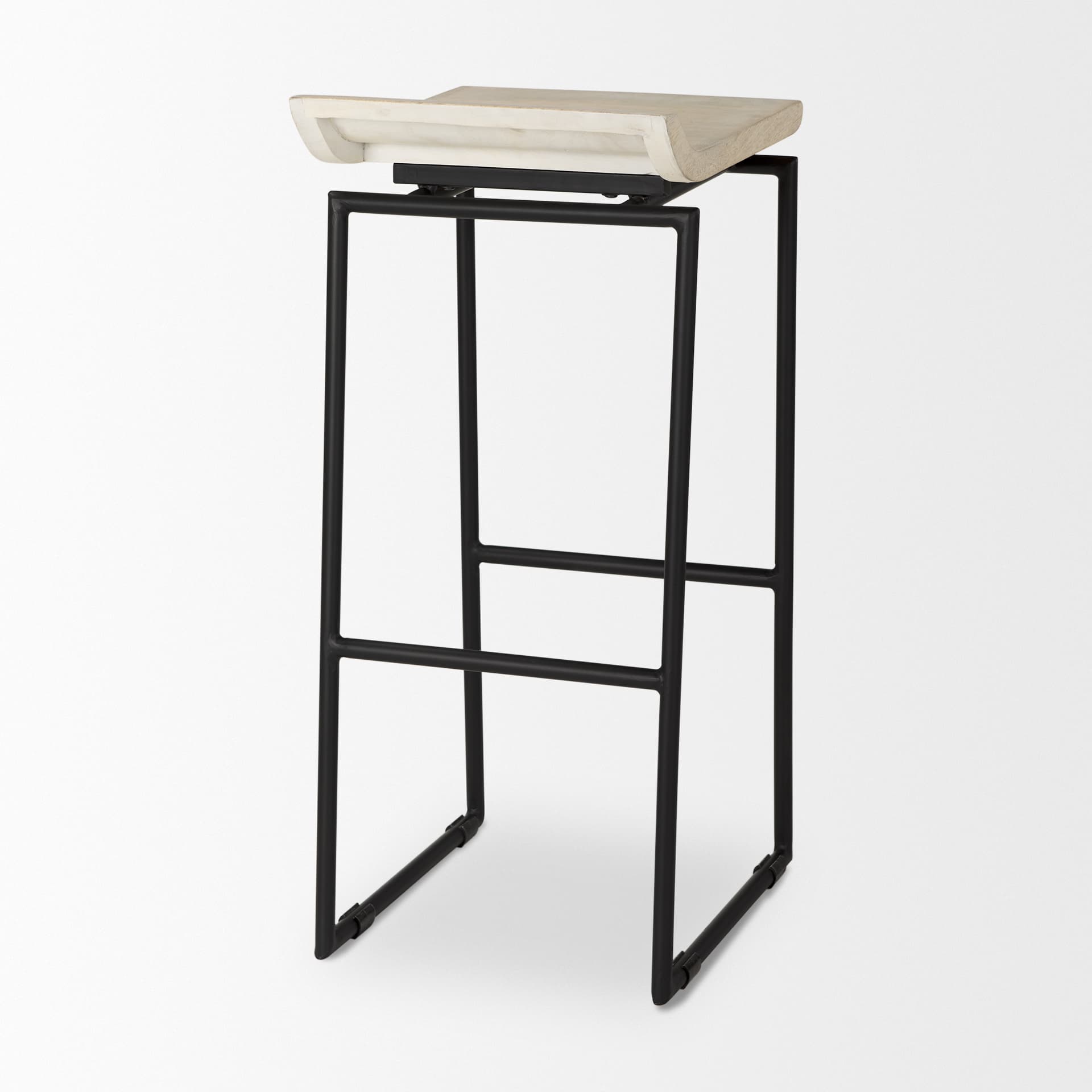 Givens Backless 32in Seat Bar Stool | Natural Wood w/ Black Metal — product photograph
