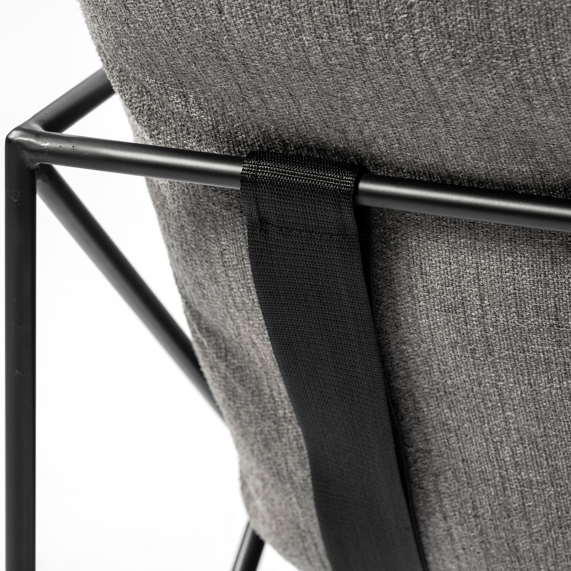 Leonidas 28.5L x 29.5W x 34.0H Grey Fabric Wrap Black Metal Frame Accent Chair — product photograph