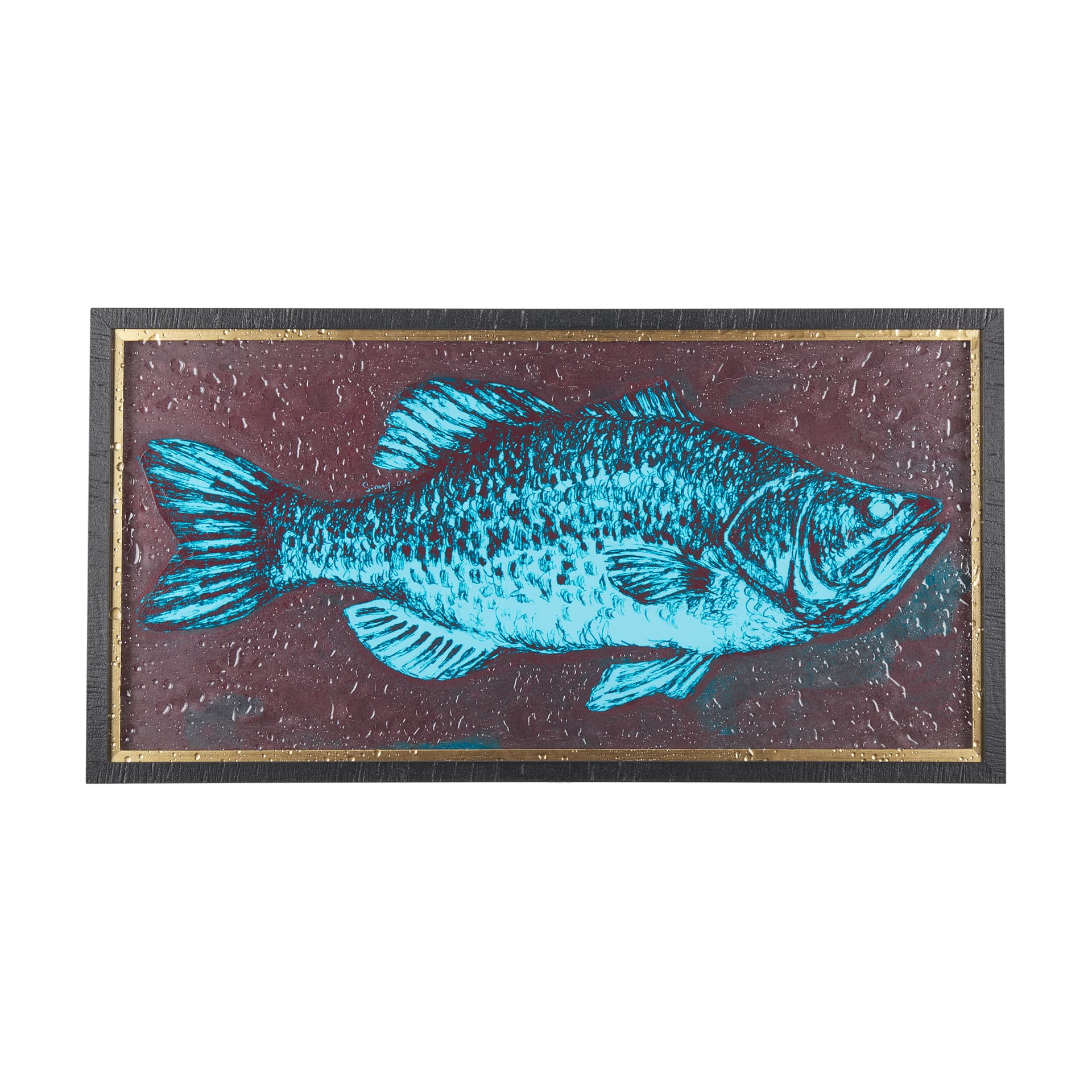 Largemouth Bass Turquoise by Mercana Studio a Hand Embellished Textured Framed Art Print — product photograph