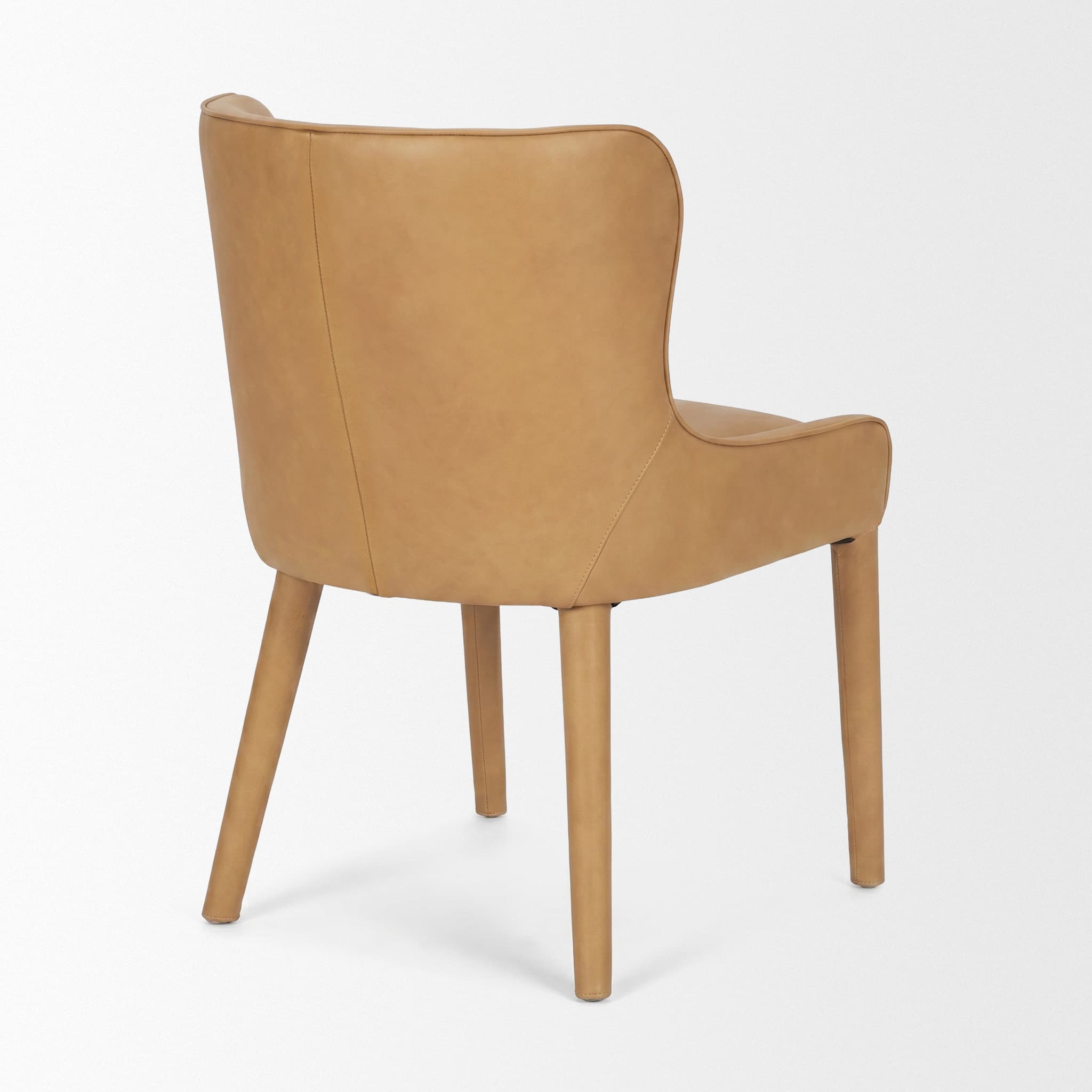 Nolan Wingback Dining Side Chair | Tan Leather w/ Tapered Wood — product photograph