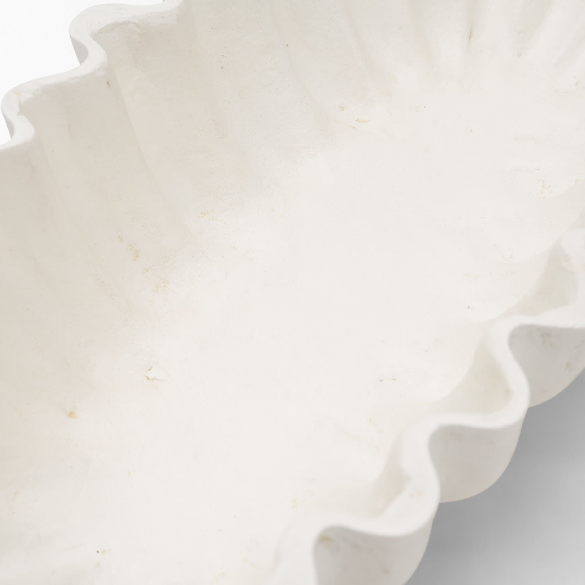 Camelia Large Fluted White Paper Mache Round Centerpiece Bowl — product photograph