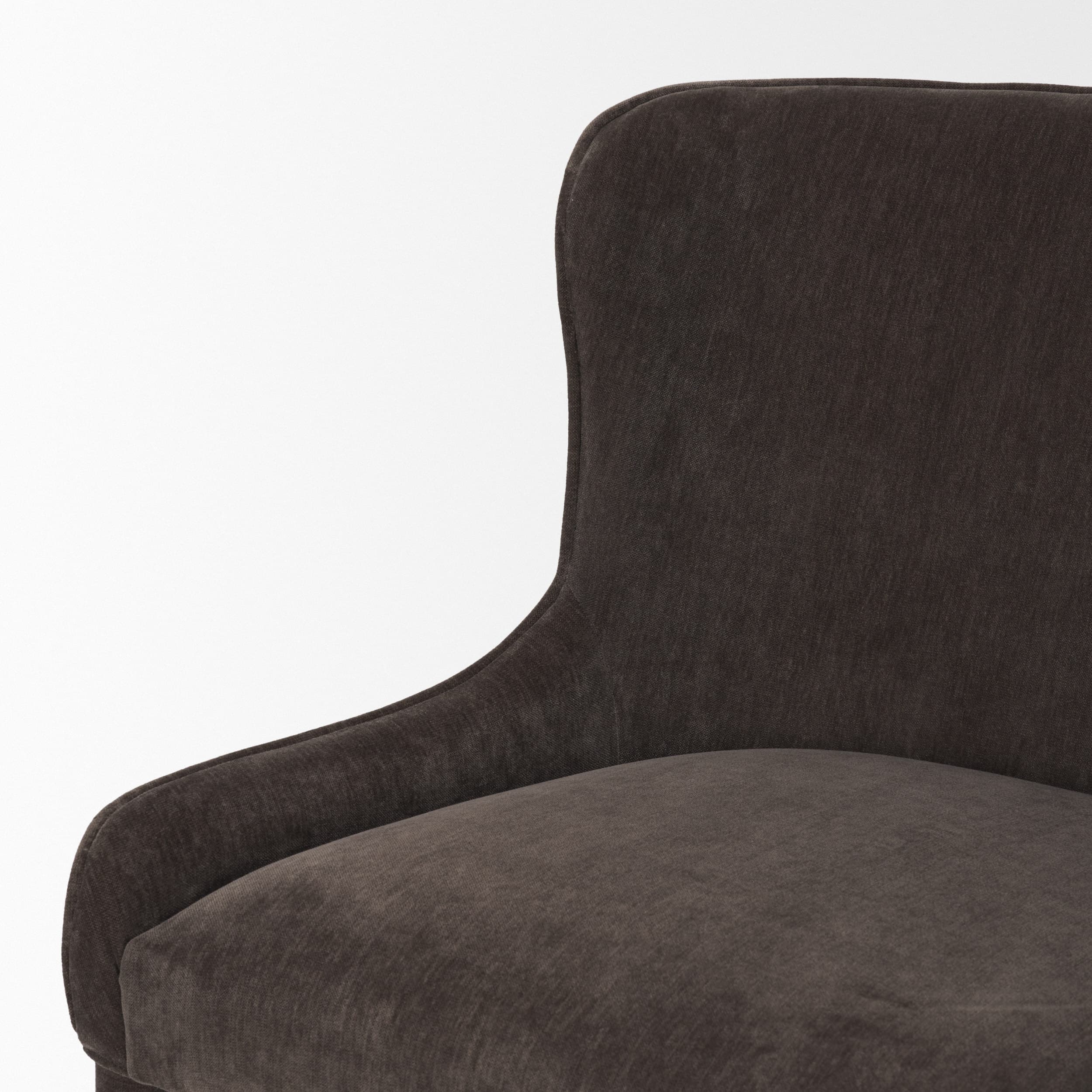 Nolan Wingback Dining Side Chair | Charcoal Chenille w/ Tapered Wood — product photograph