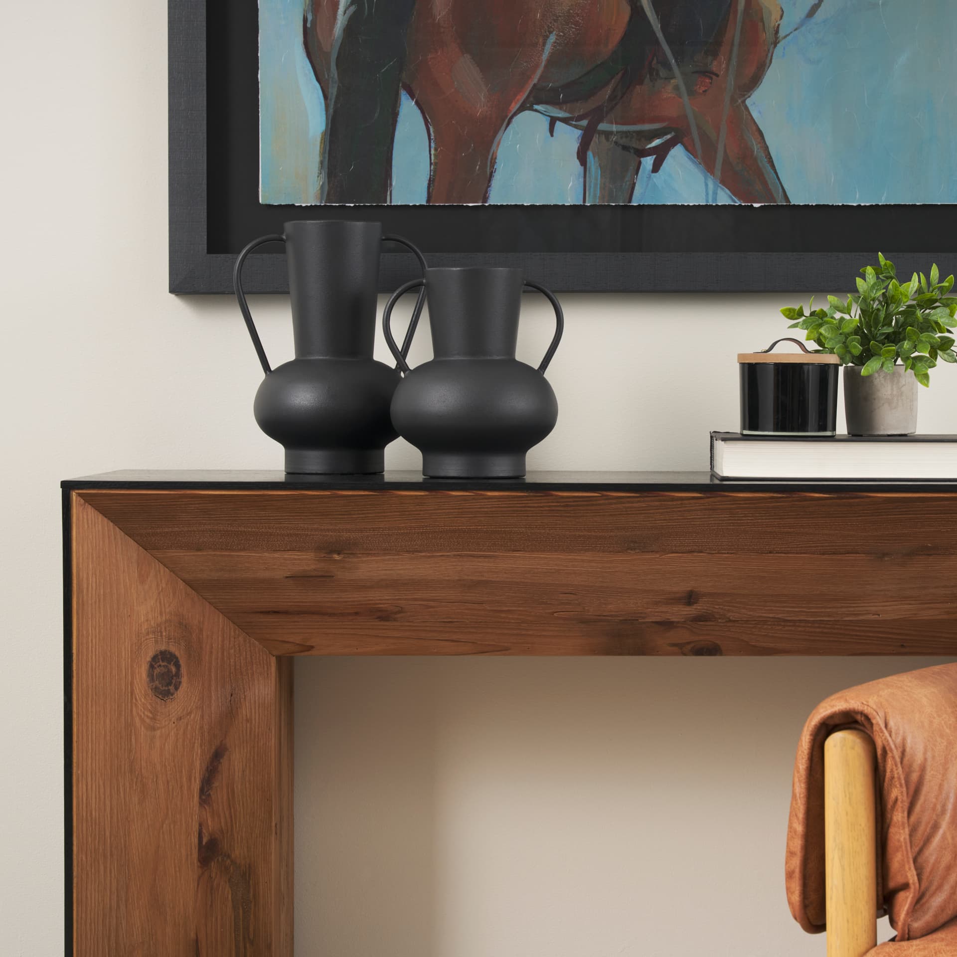 Tasya Small Matte Black Metal Vase — product photograph