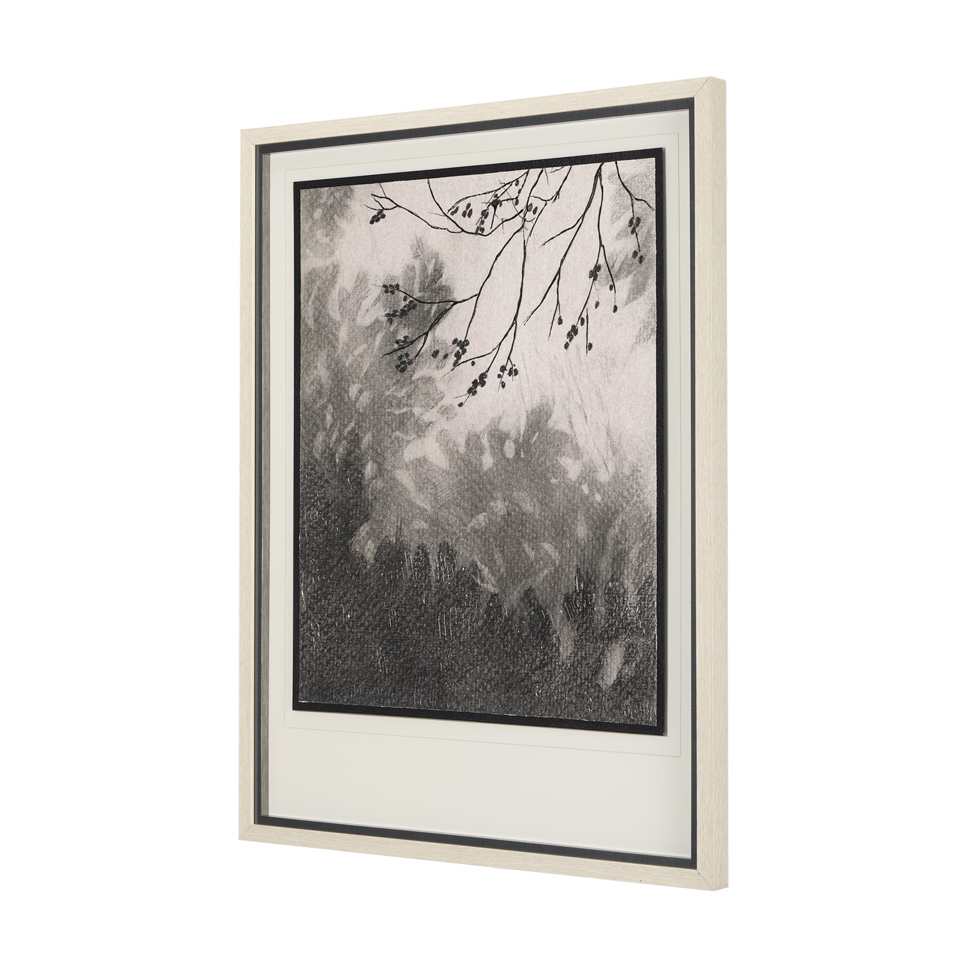 Leafy Shade II by Mercana Studio a Hand Embellished Textured Framed Art Print Matted under Glass — product photograph