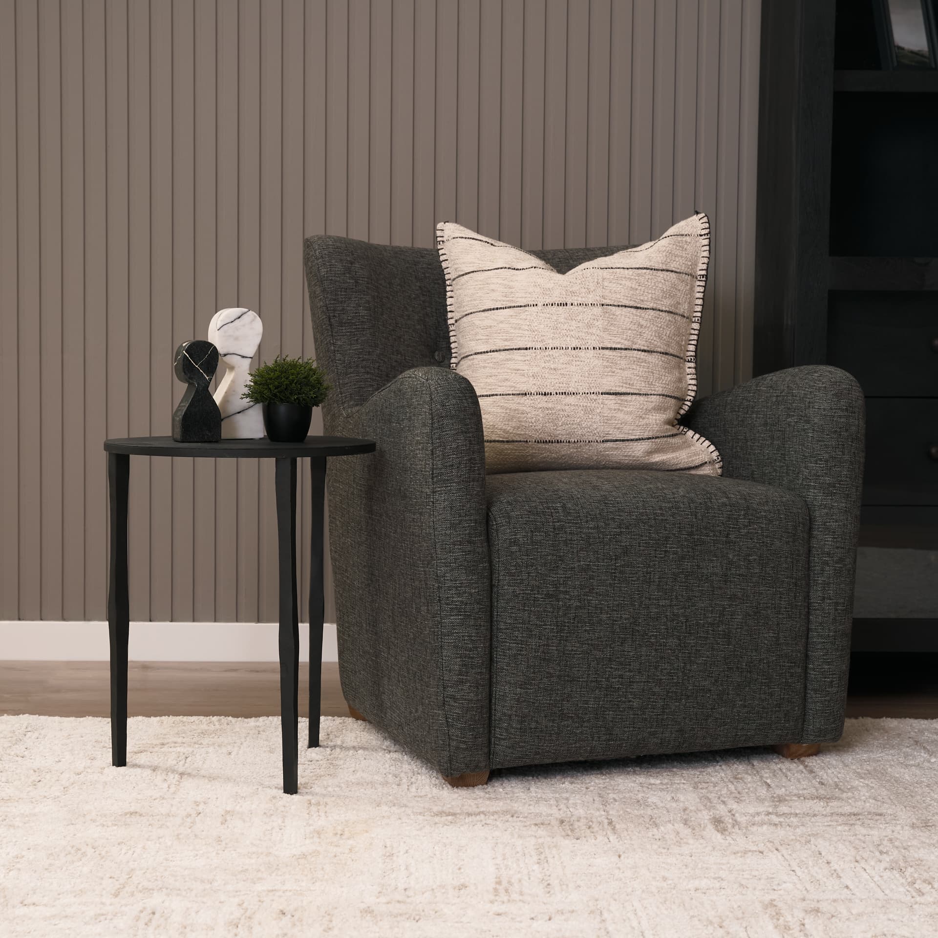 Timothy 16.0L x 16.0W X 20.0H Ebony Black Iron Side Table — product photograph