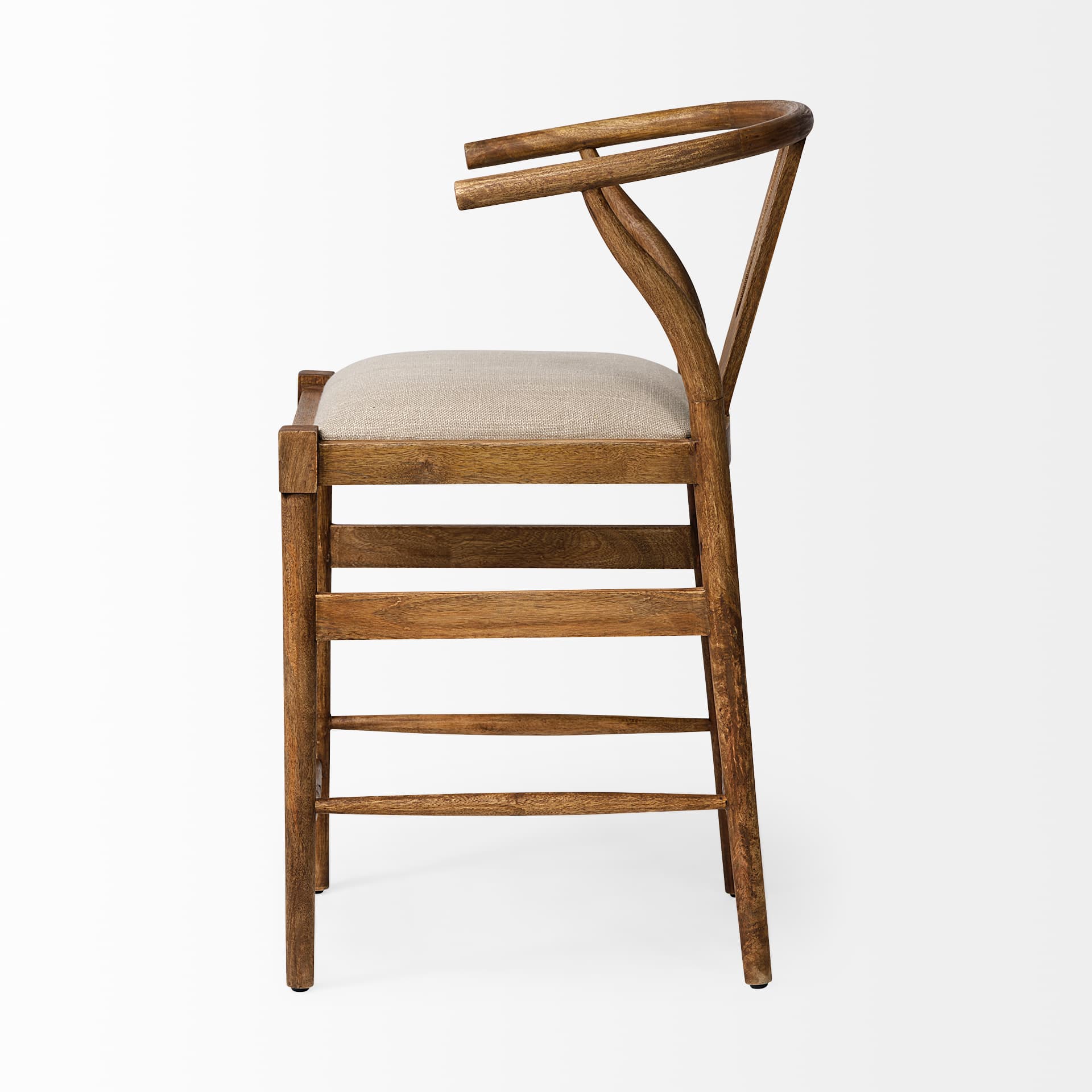 Trixie Backless 37in Seat Counter Stool | Cream Fabric w/ Brown Wood — product photograph