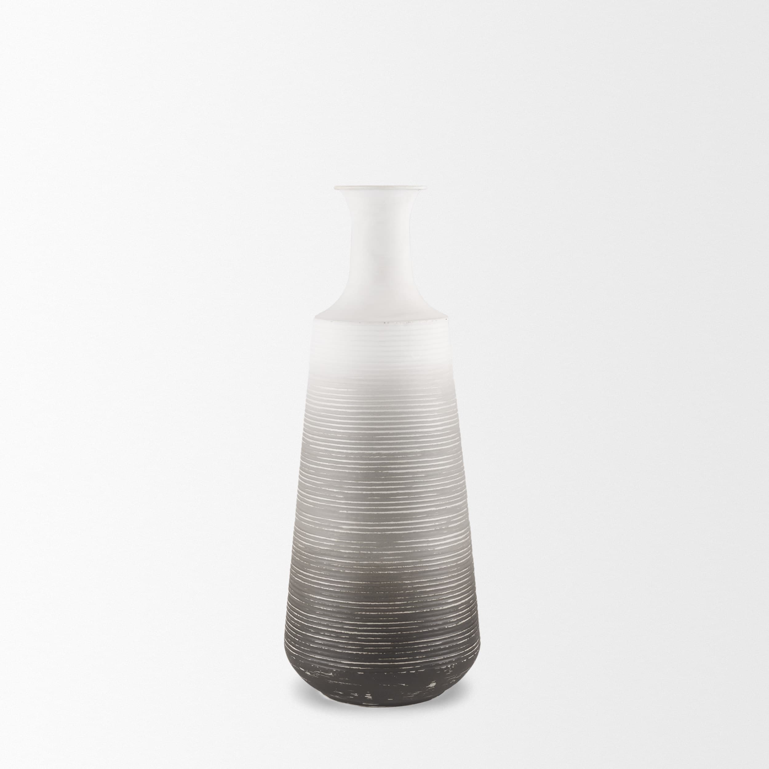Toru Medium White w/ Grey Ombre Metal Vase — product photograph