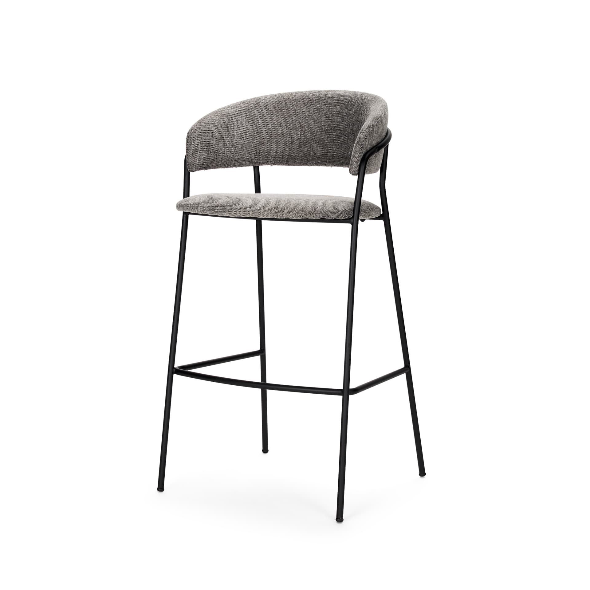 Carolyn Backless 39.8in Seat Bar Stool | Gray Fabric w/ Stool — product photograph