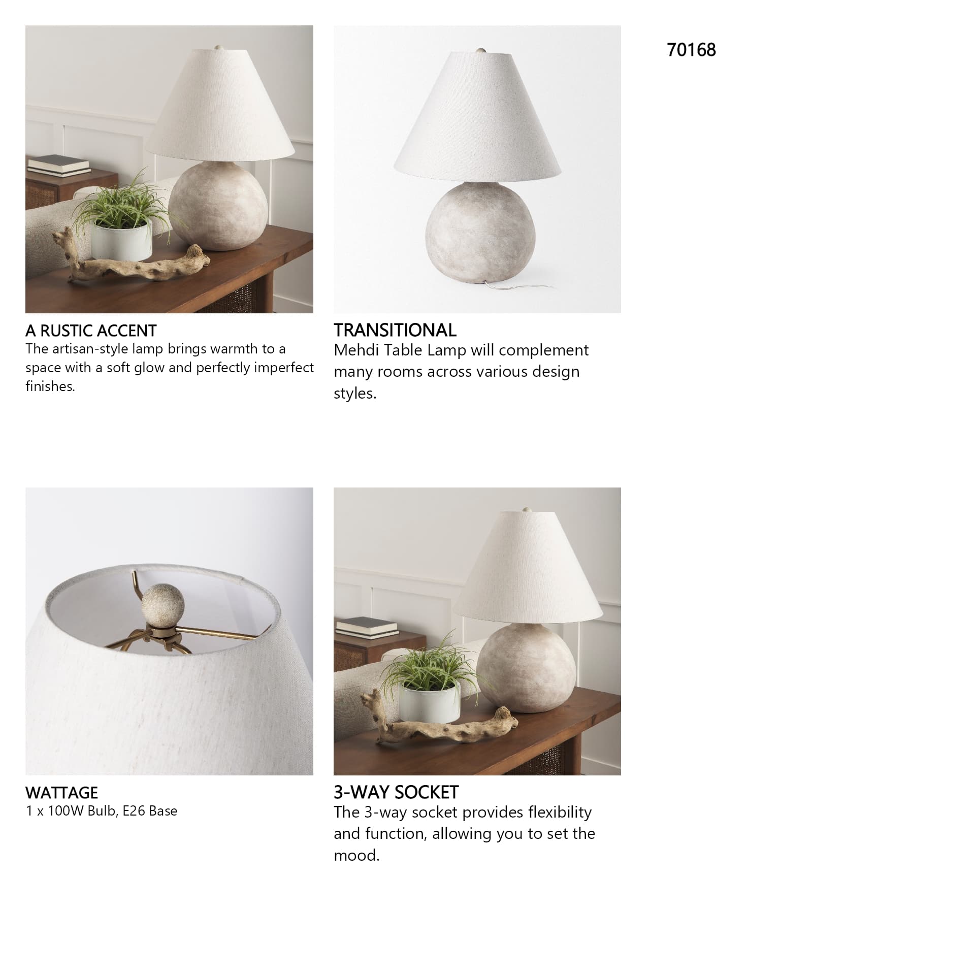 Mehdi Cream Ceramic Table Lamp — in a styled room