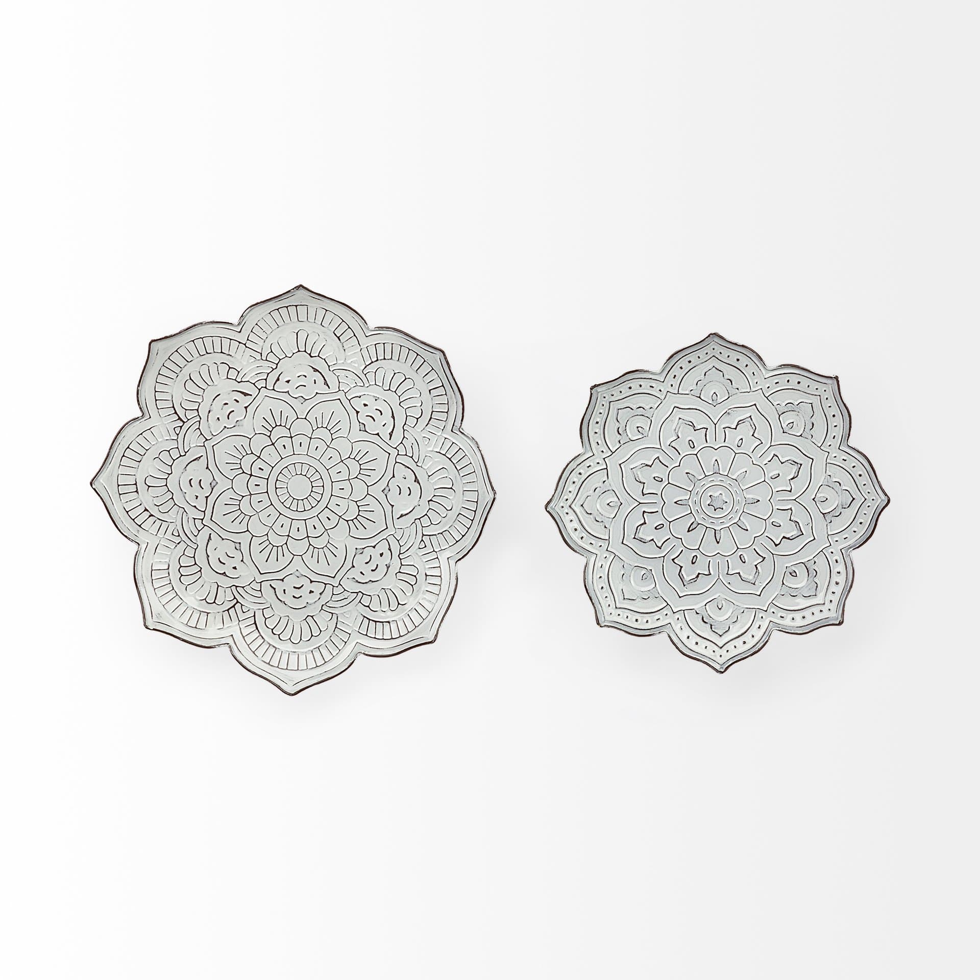 Miranda Set of 2 Stamped Metal Lotus Flower Wall Decor — product photograph