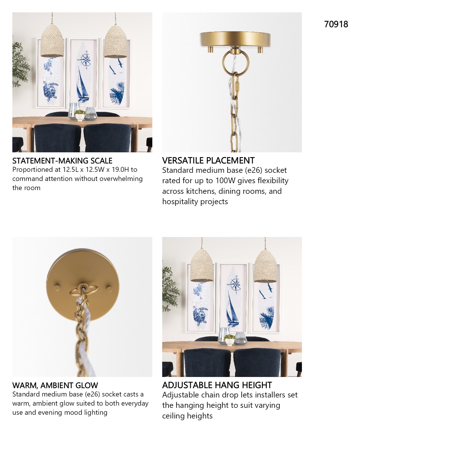 Tosha 1-Light Cotton Rope Bell Pendant — in a styled room