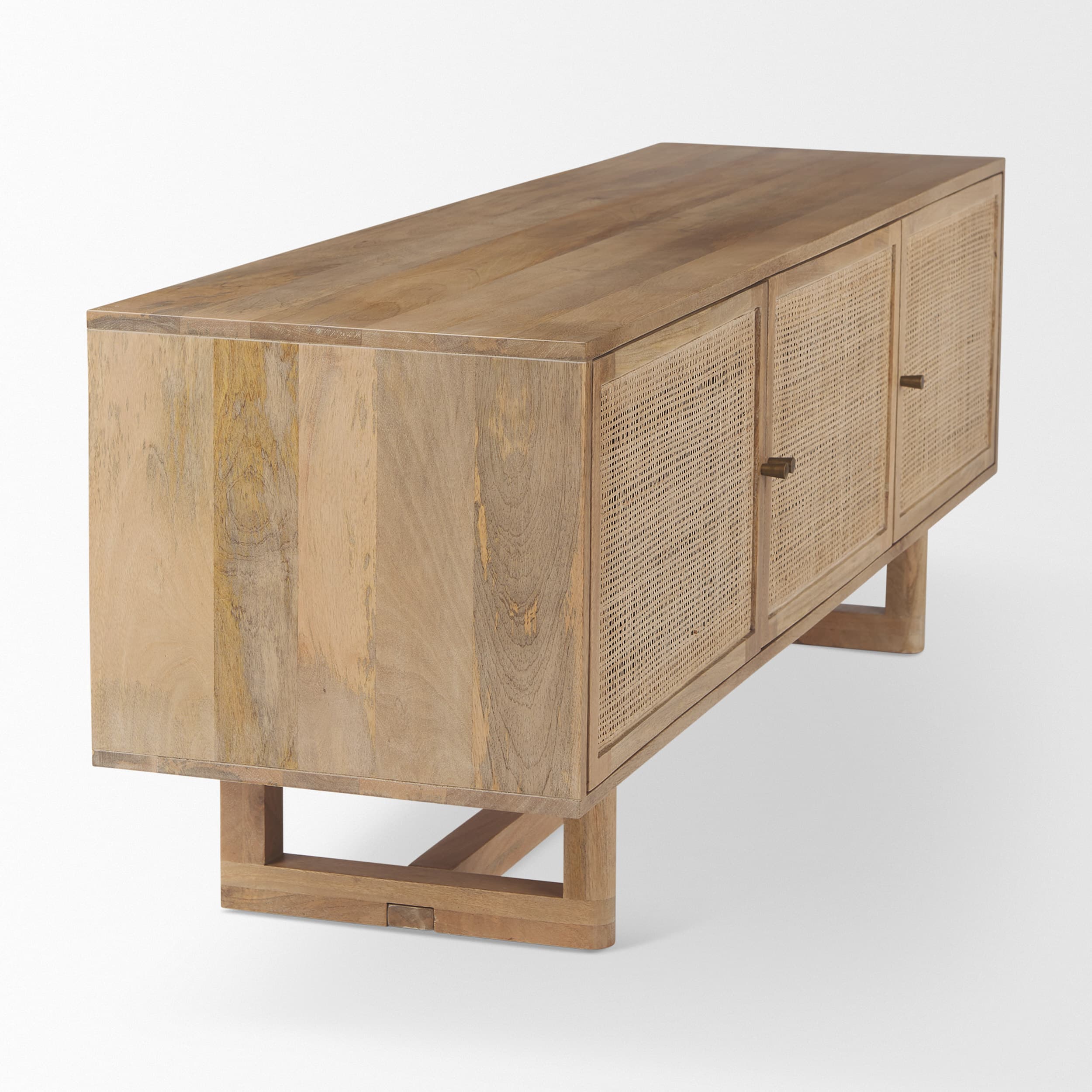 Grier 65" Light Brown Wood w/ Cane Media Console — product photograph